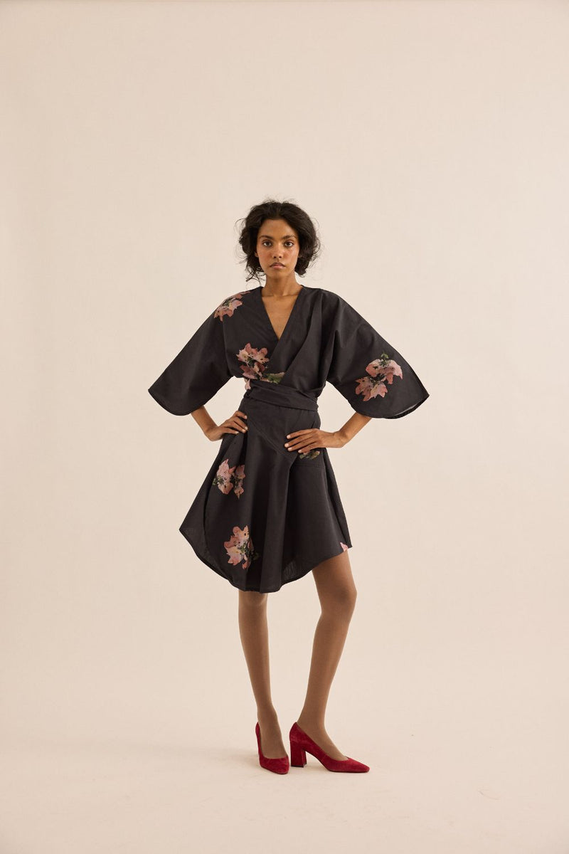 Grisea Dress poplin by Khara Kapas in grey for women in Singapore