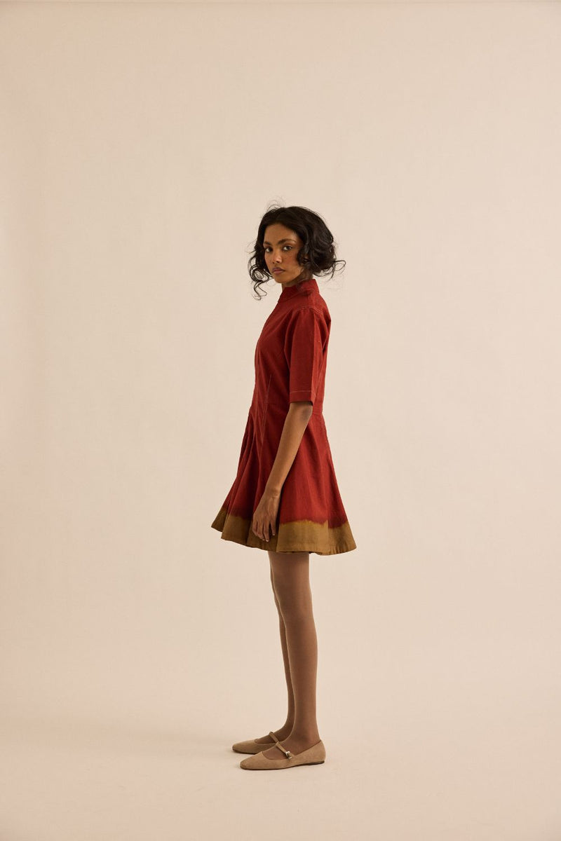 Red Clay Dress oxford by Khara Kapas in red for women in Singapore
