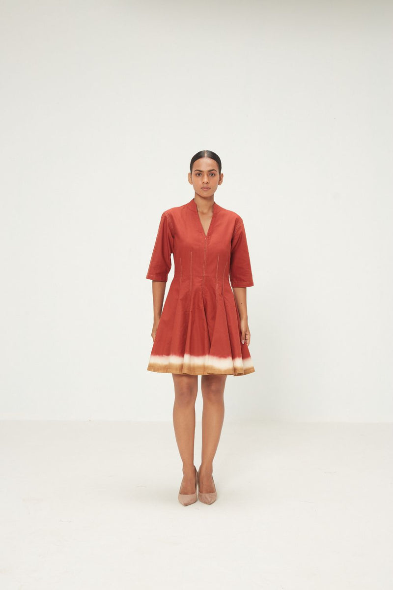 Red Clay Dress oxford by Khara Kapas in red for women in Singapore