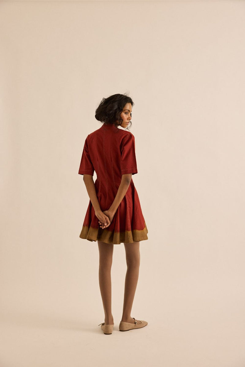 Red Clay Dress oxford by Khara Kapas in red for women in Singapore