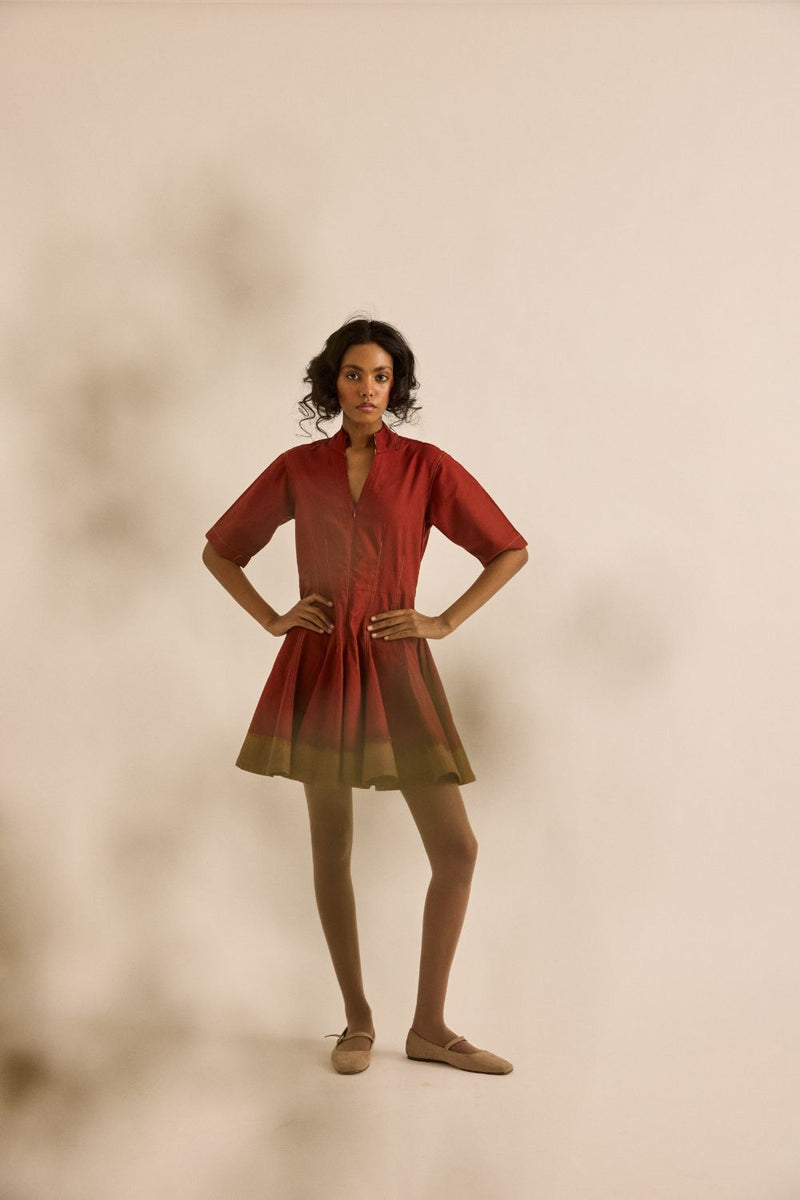 Red Clay Dress oxford by Khara Kapas in red for women in Singapore