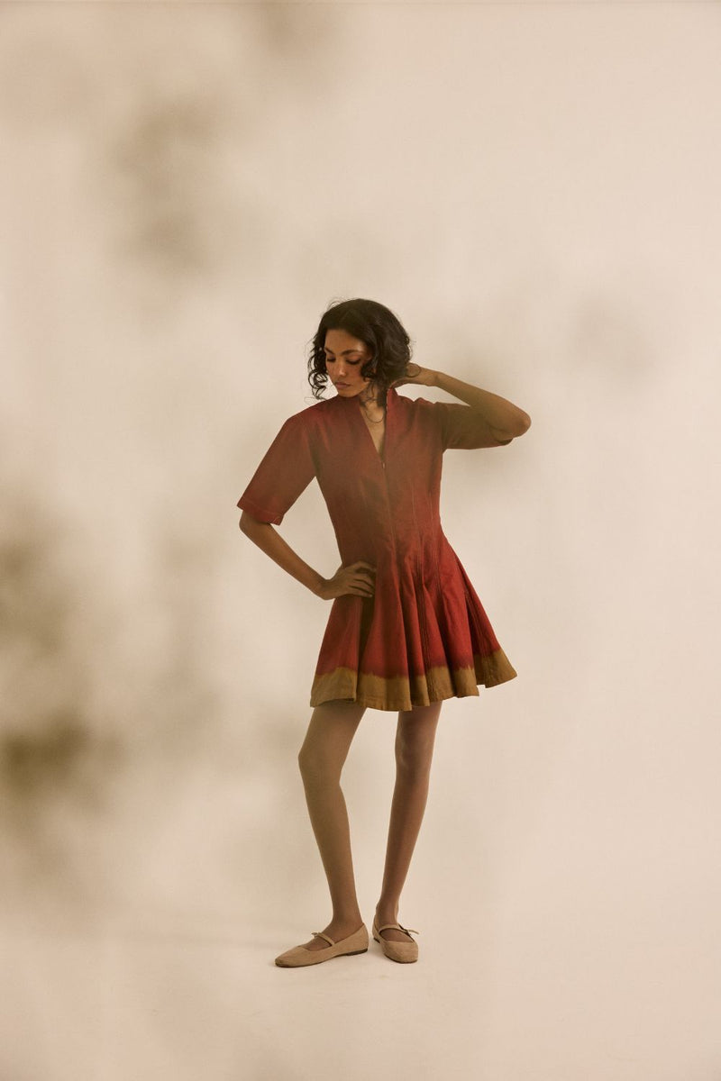 Red Clay Dress oxford by Khara Kapas in red for women in Singapore