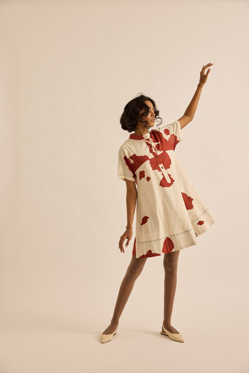 Sunspot Dress mul by Khara Kapas in red for women in Singapore