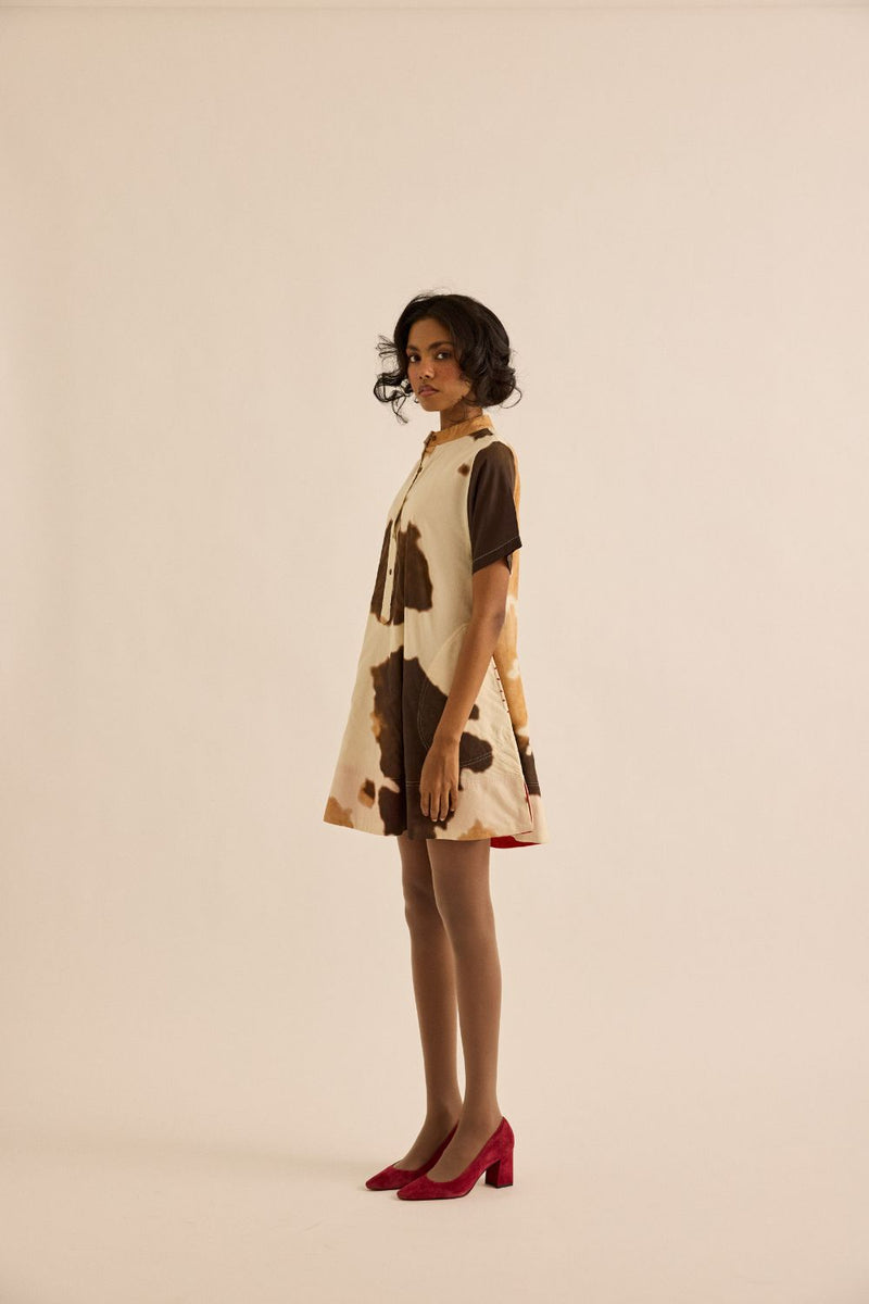 Cuban Sand Dress mul by Khara Kapas in brown for women in Singapore