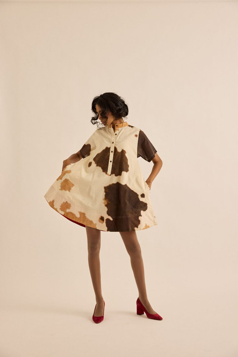Cuban Sand Dress mul by Khara Kapas in brown for women in Singapore
