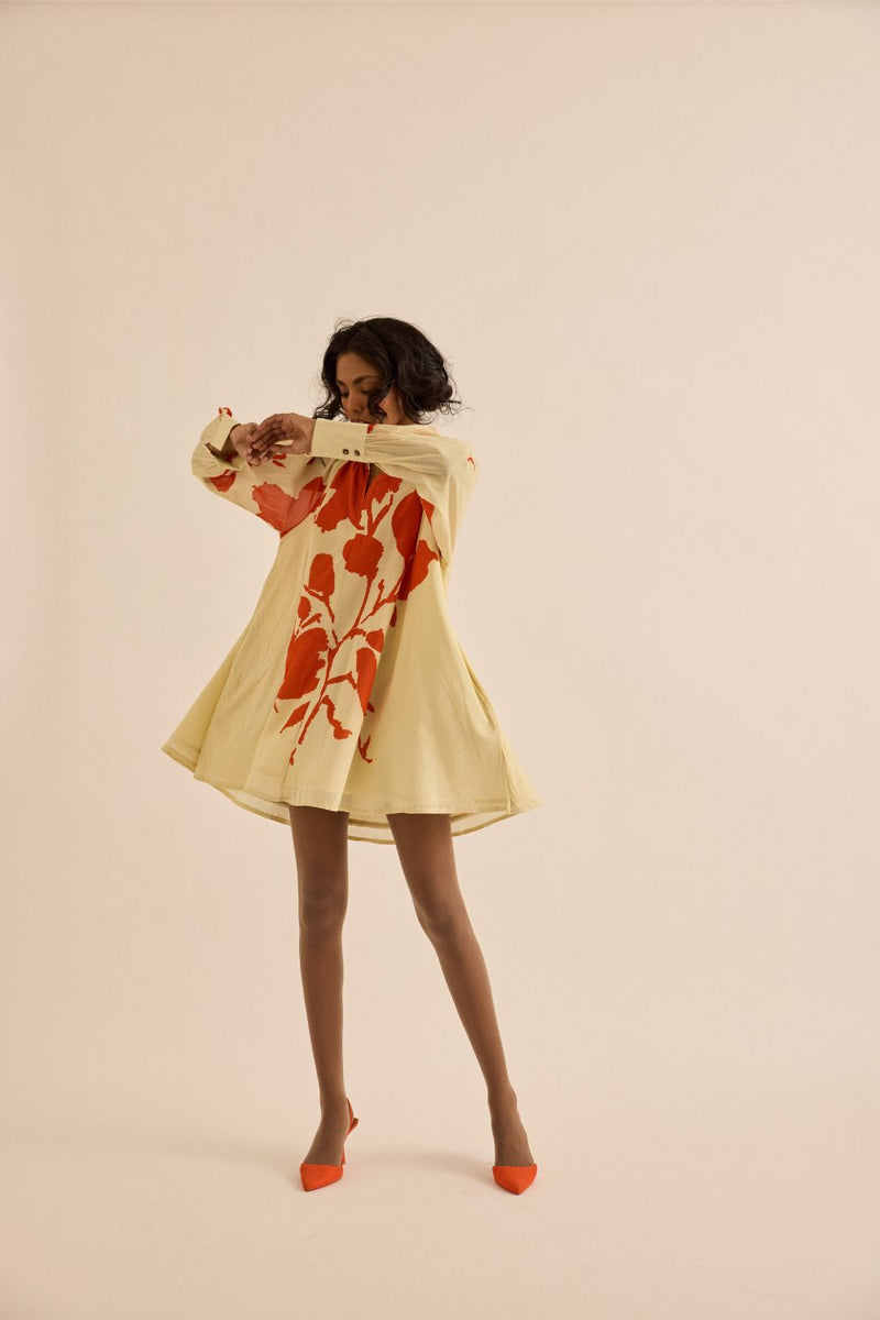 Khaki Dress mul by Khara Kapas in green for women in Singapore