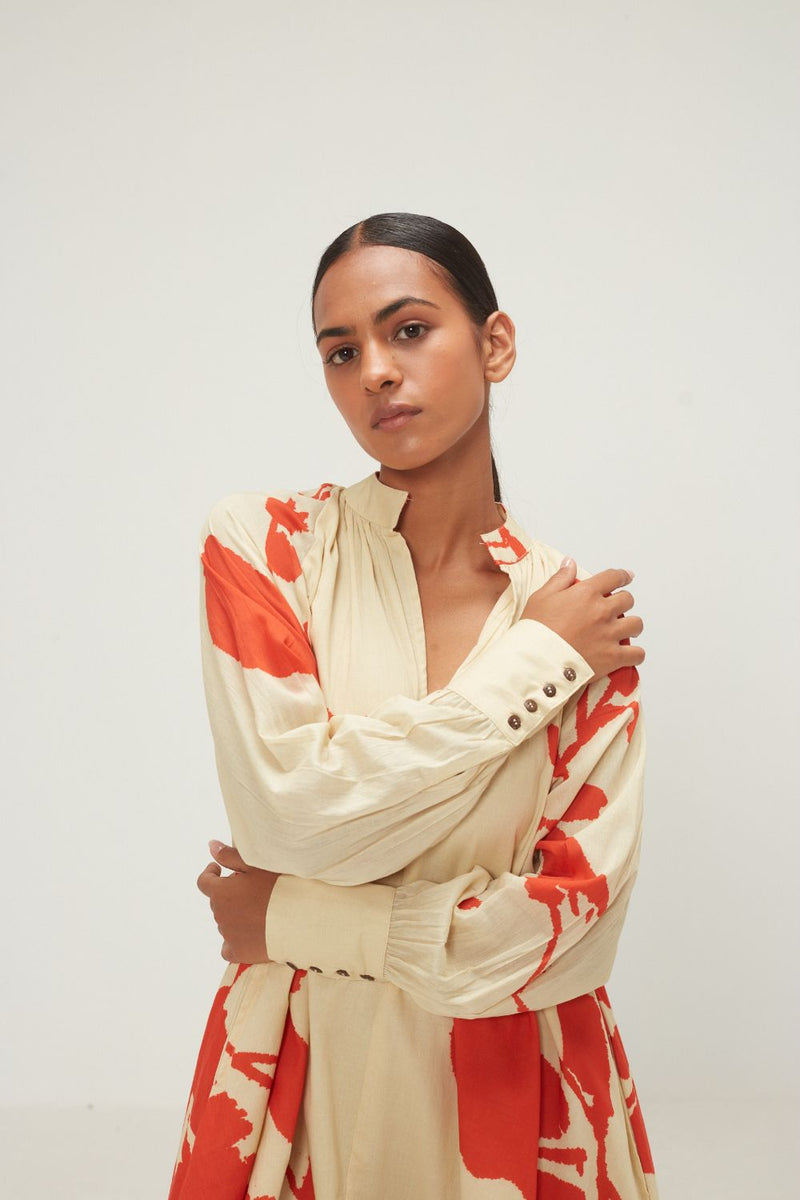 Khaki Dress mul by Khara Kapas in green for women in Singapore