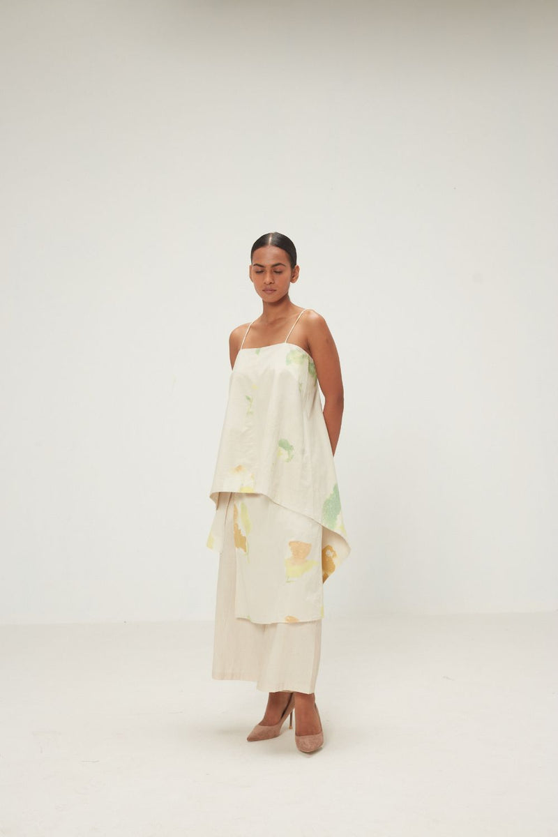 Dried Moss Co-ord Set poplin by Khara Kapas in ecru for women in Singapore