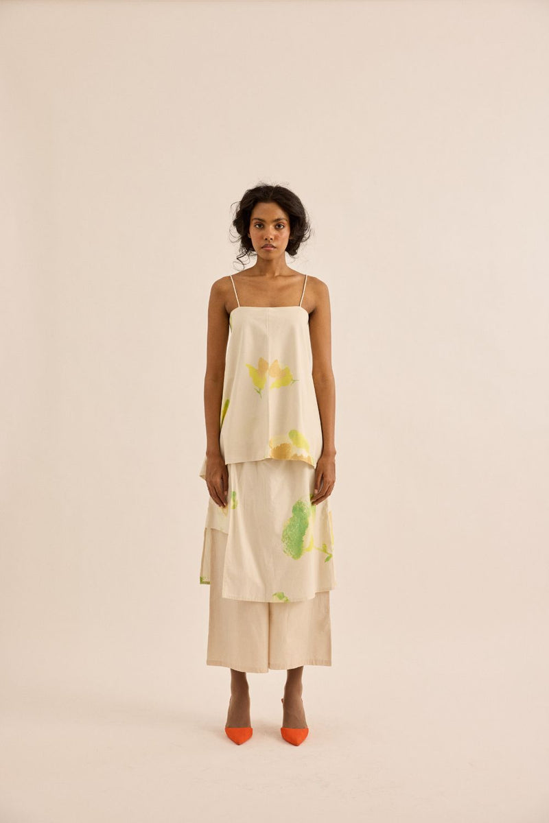 Dried Moss Top poplin by Khara Kapas in ecru for women in Singapore