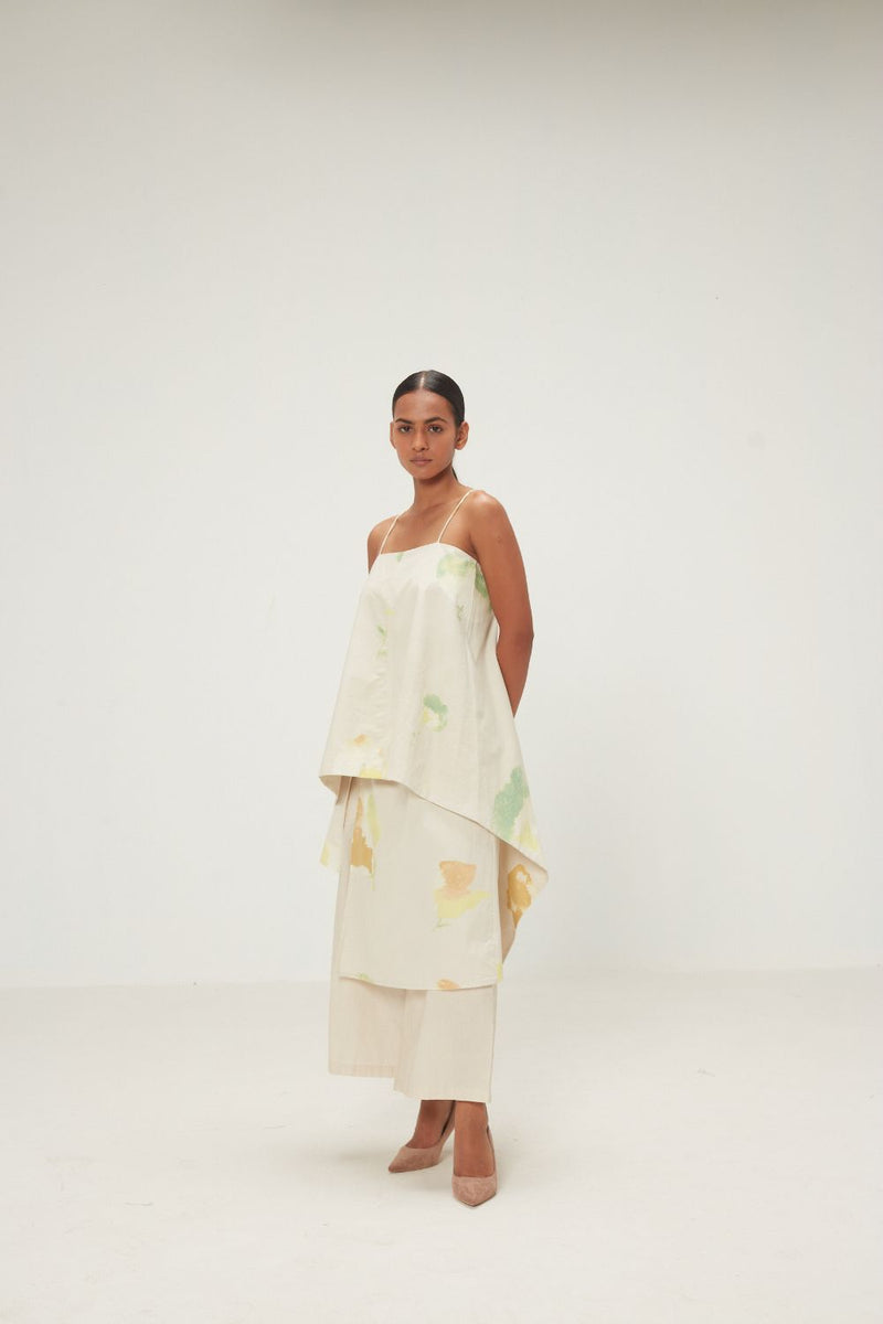 Dried Moss Top poplin by Khara Kapas in ecru for women in Singapore