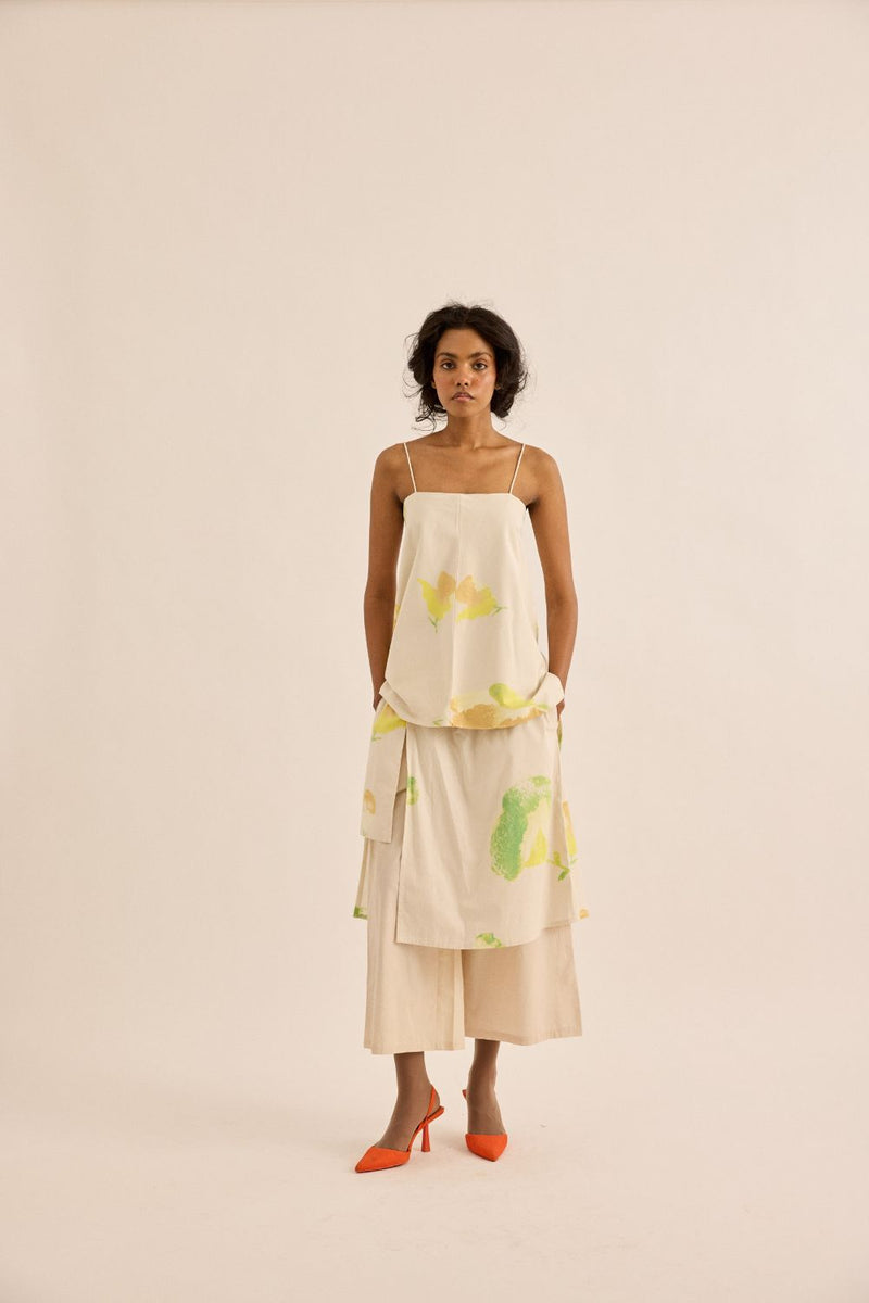 Dried Moss Top poplin by Khara Kapas in ecru for women in Singapore