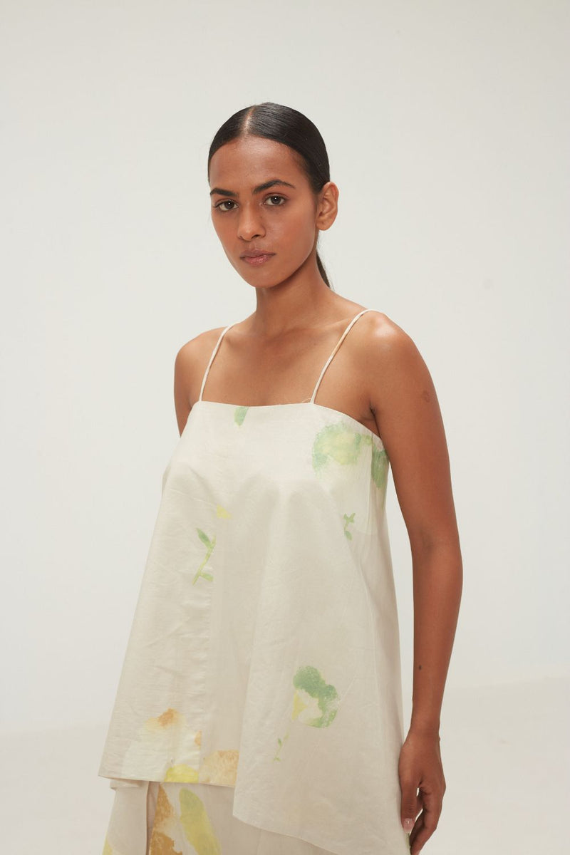 Dried Moss Top poplin by Khara Kapas in ecru for women in Singapore