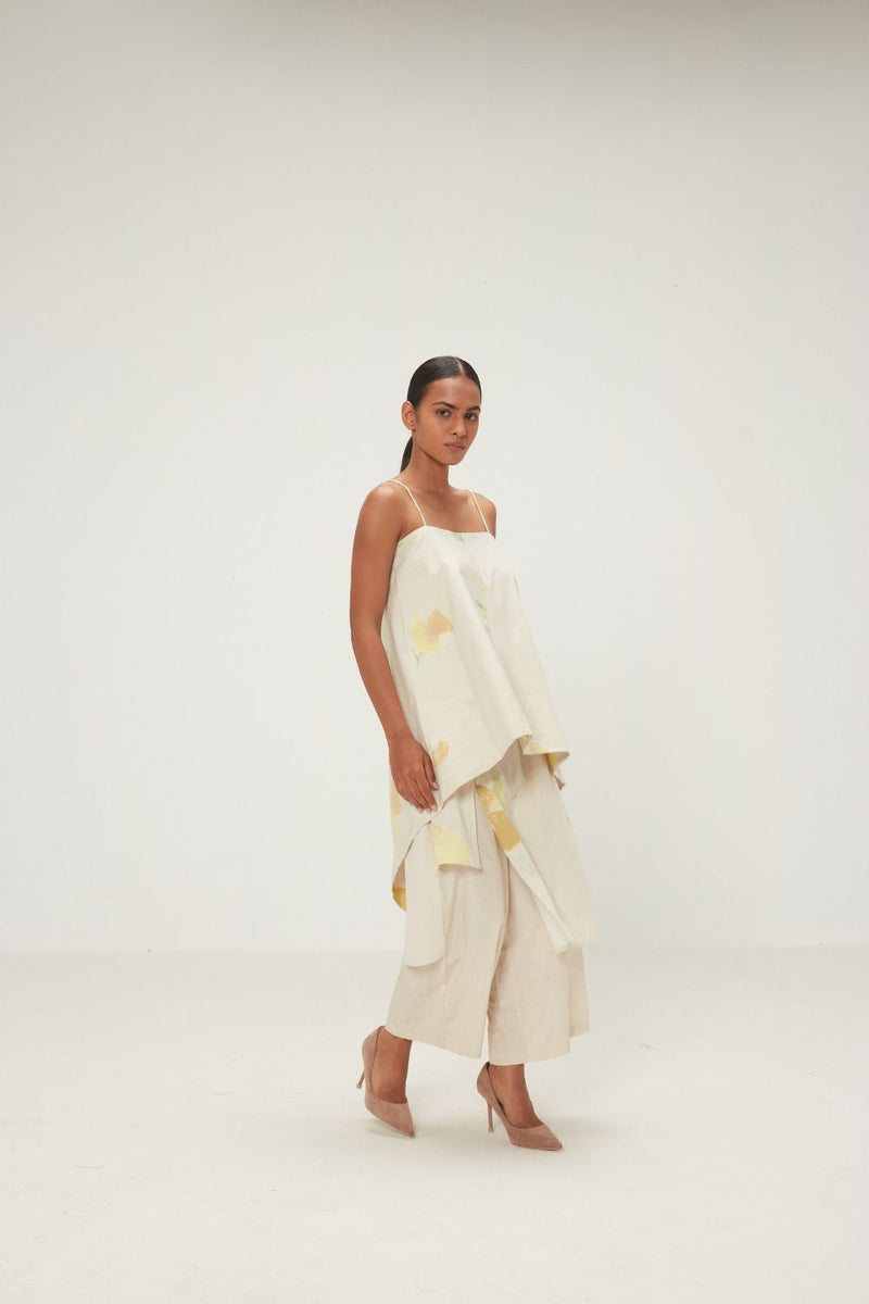 Dried Moss Pants poplin by Khara Kapas in ecru for women in Singapore