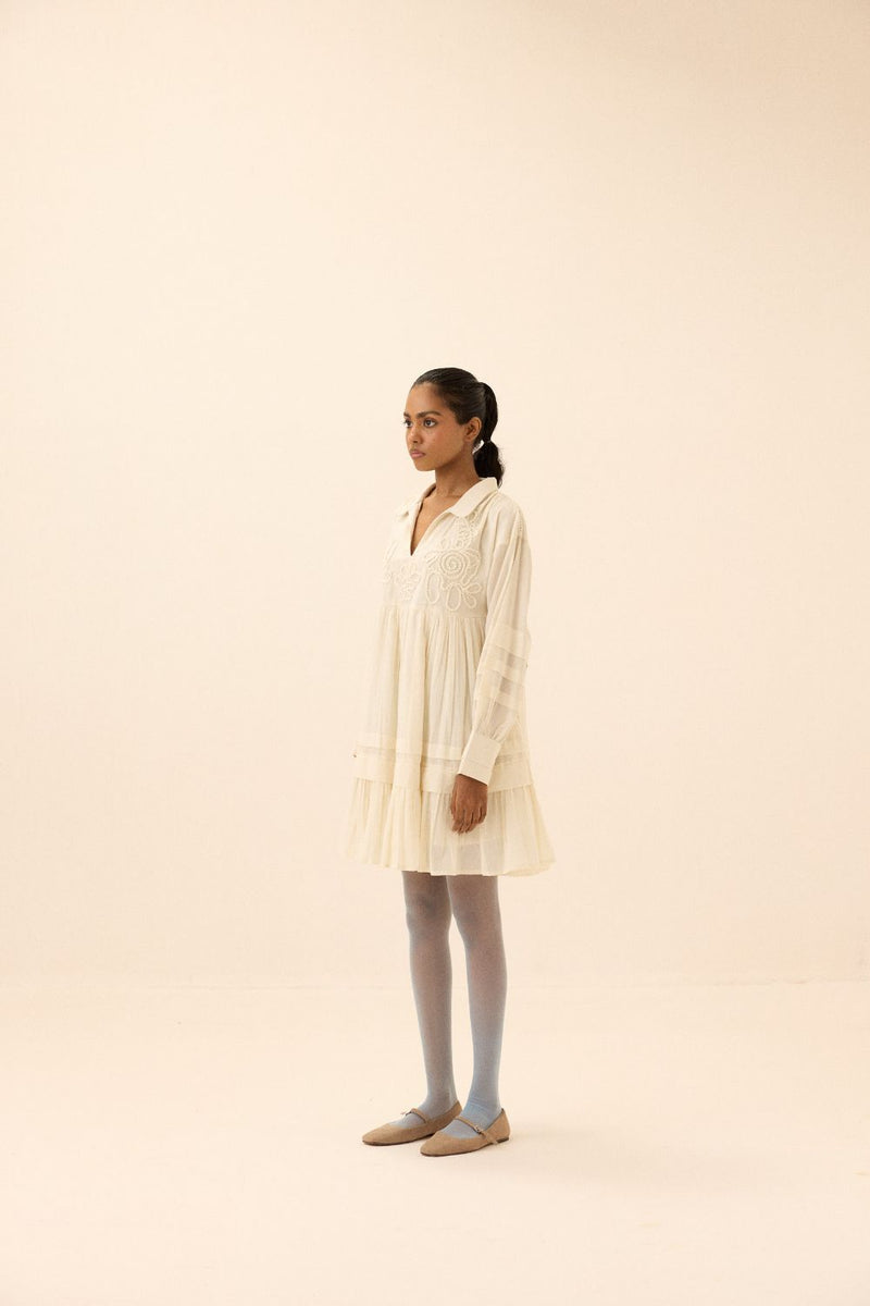 Concave Dress mul by Khara Kapas in white for women in Singapore