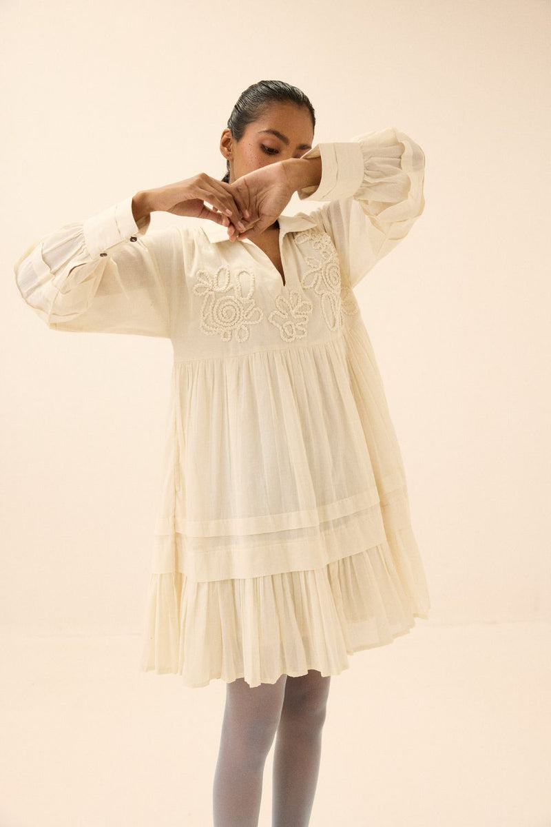 Concave Dress mul by Khara Kapas in white for women in Singapore