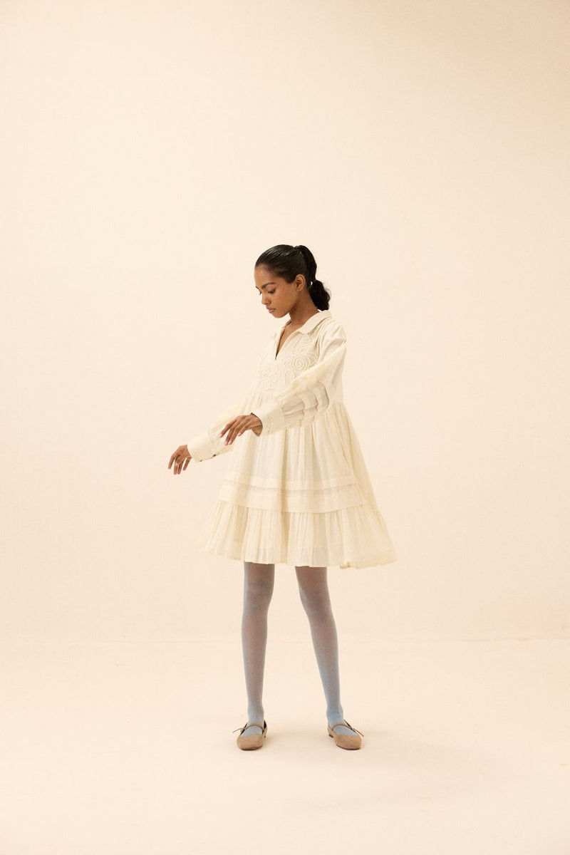 Concave Dress mul by Khara Kapas in white for women in Singapore