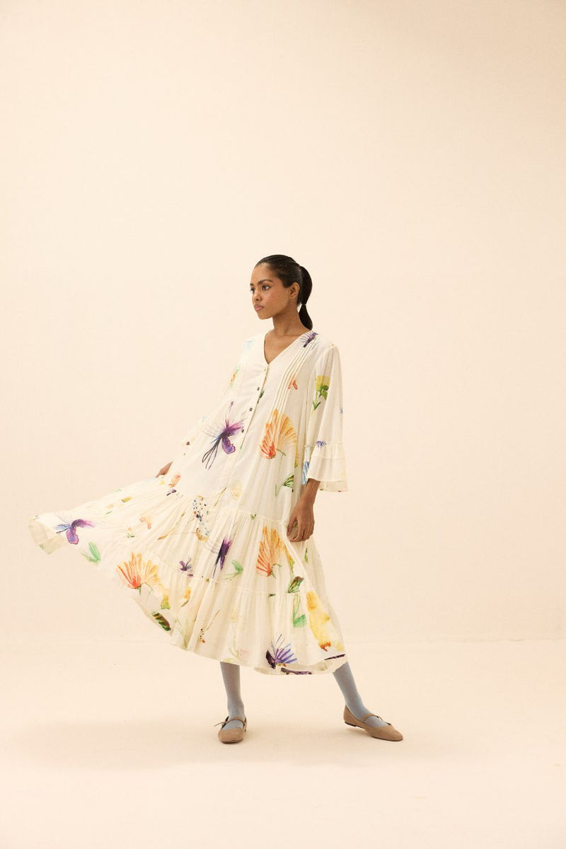 Floral song dress mul by Khara Kapas in multi for women in Singapore