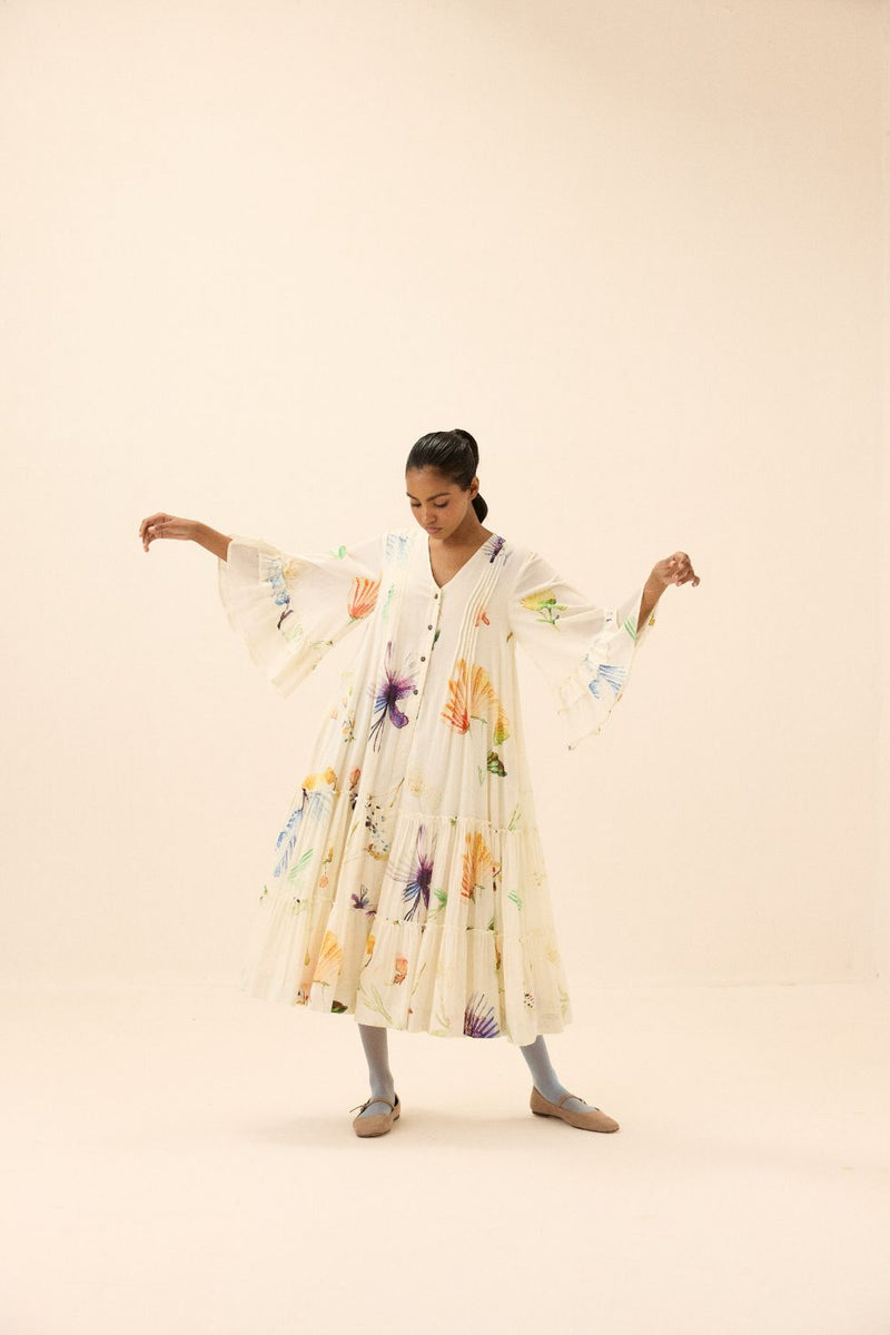 Floral song dress mul by Khara Kapas in multi for women in Singapore