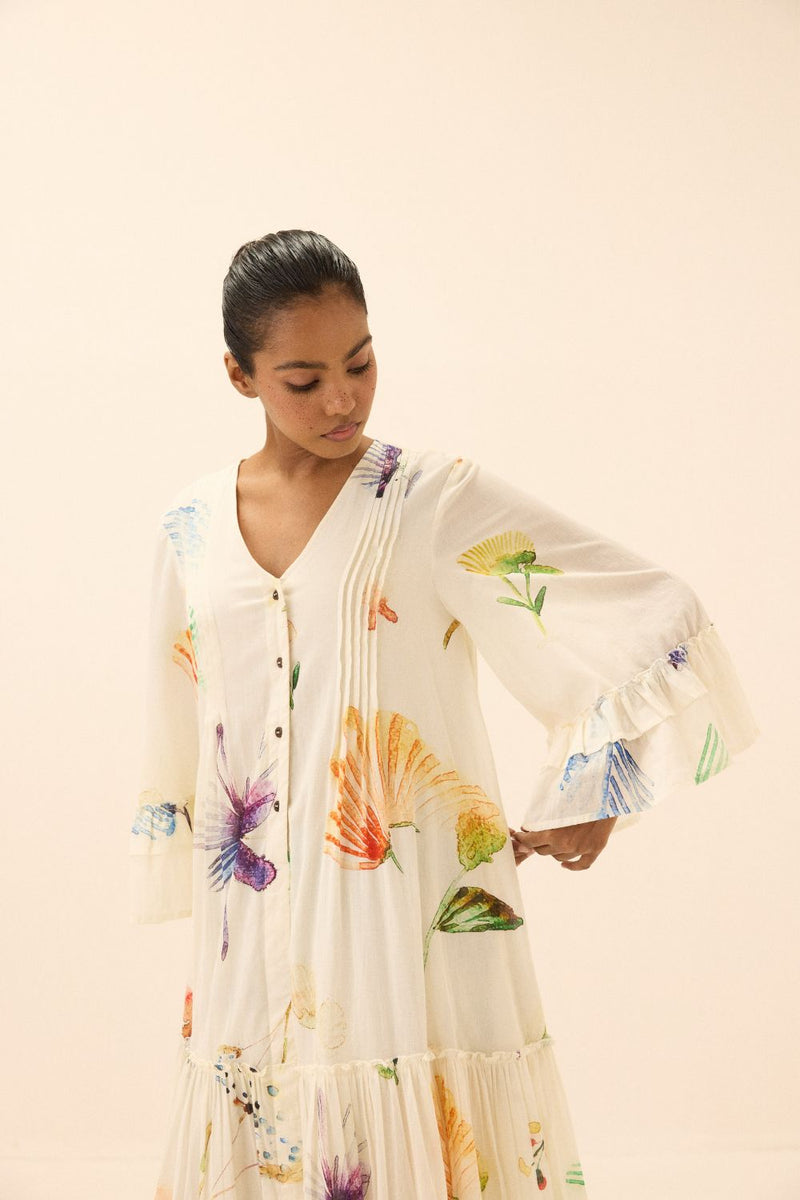 Floral song dress mul by Khara Kapas in multi for women in Singapore