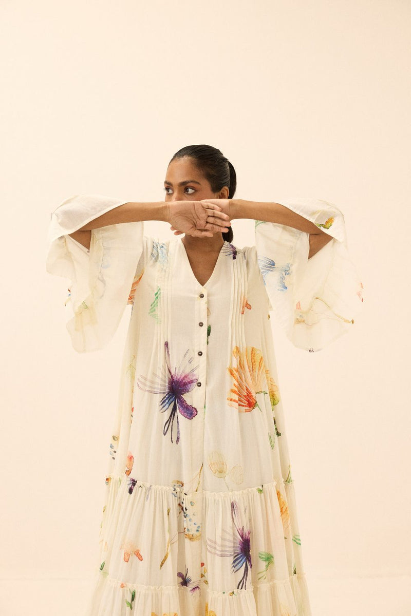 Floral song dress mul by Khara Kapas in multi for women in Singapore