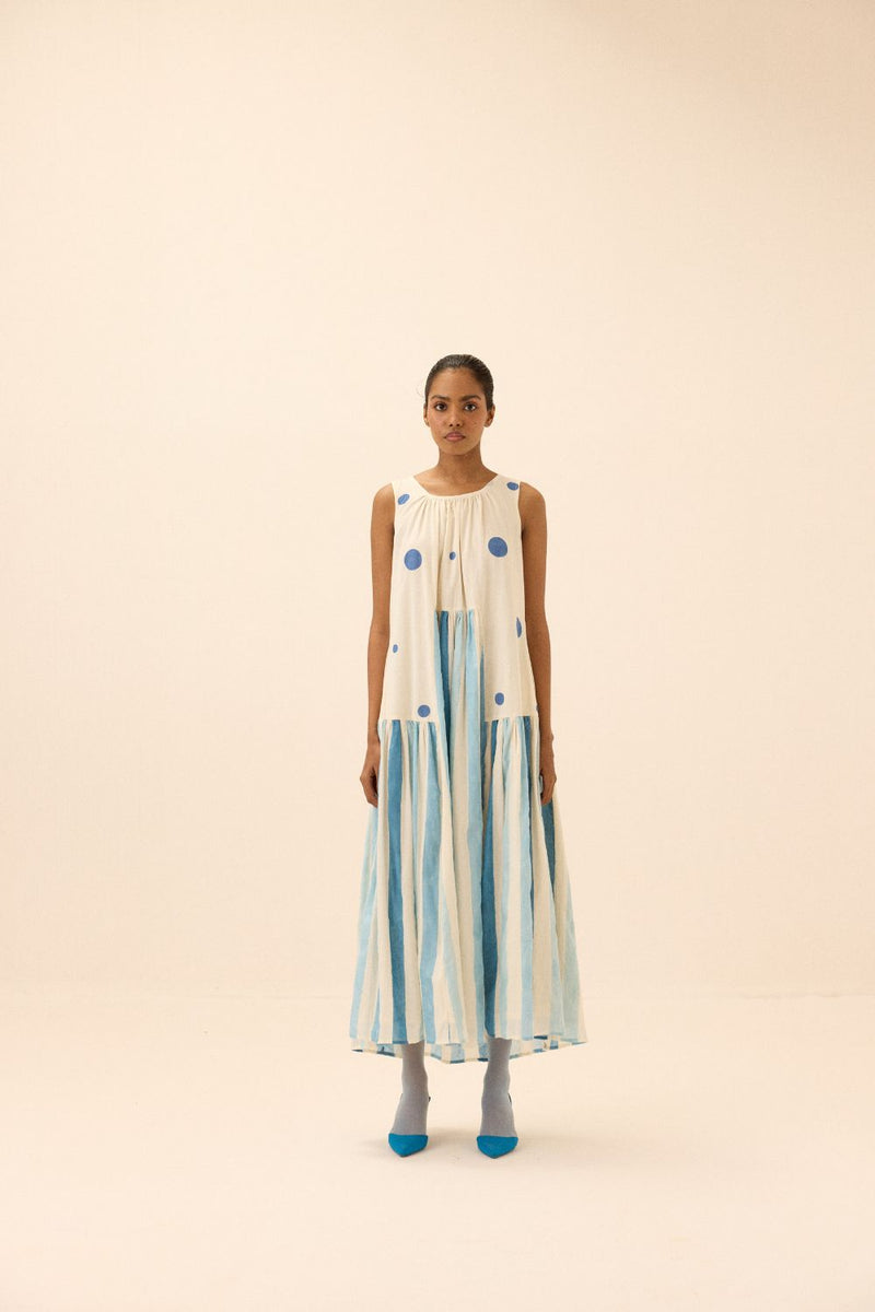 Cosmic dress mul by Khara Kapas in white for women in Singapore