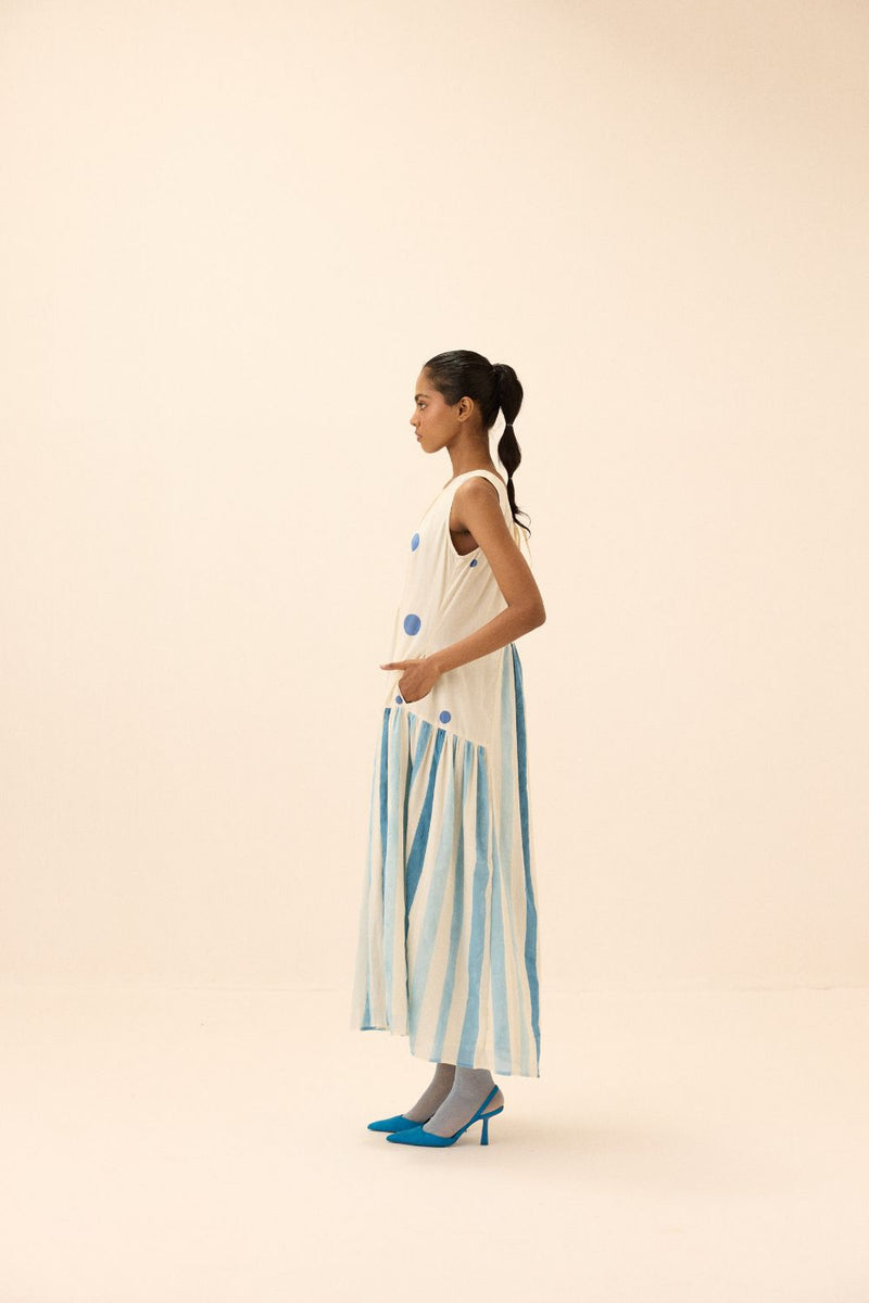 Cosmic dress mul by Khara Kapas in white for women in Singapore