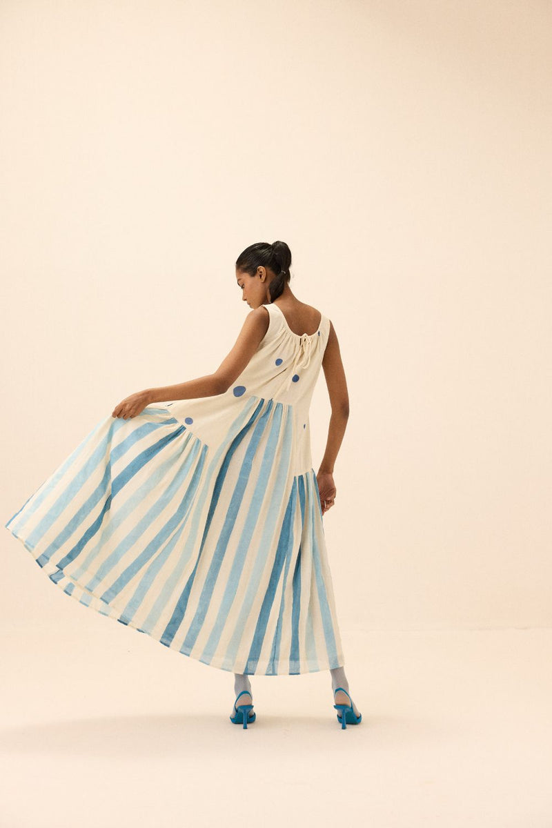 Cosmic dress mul by Khara Kapas in white for women in Singapore