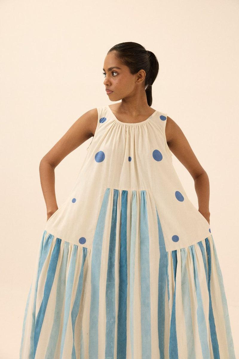 Cosmic dress mul by Khara Kapas in white for women in Singapore