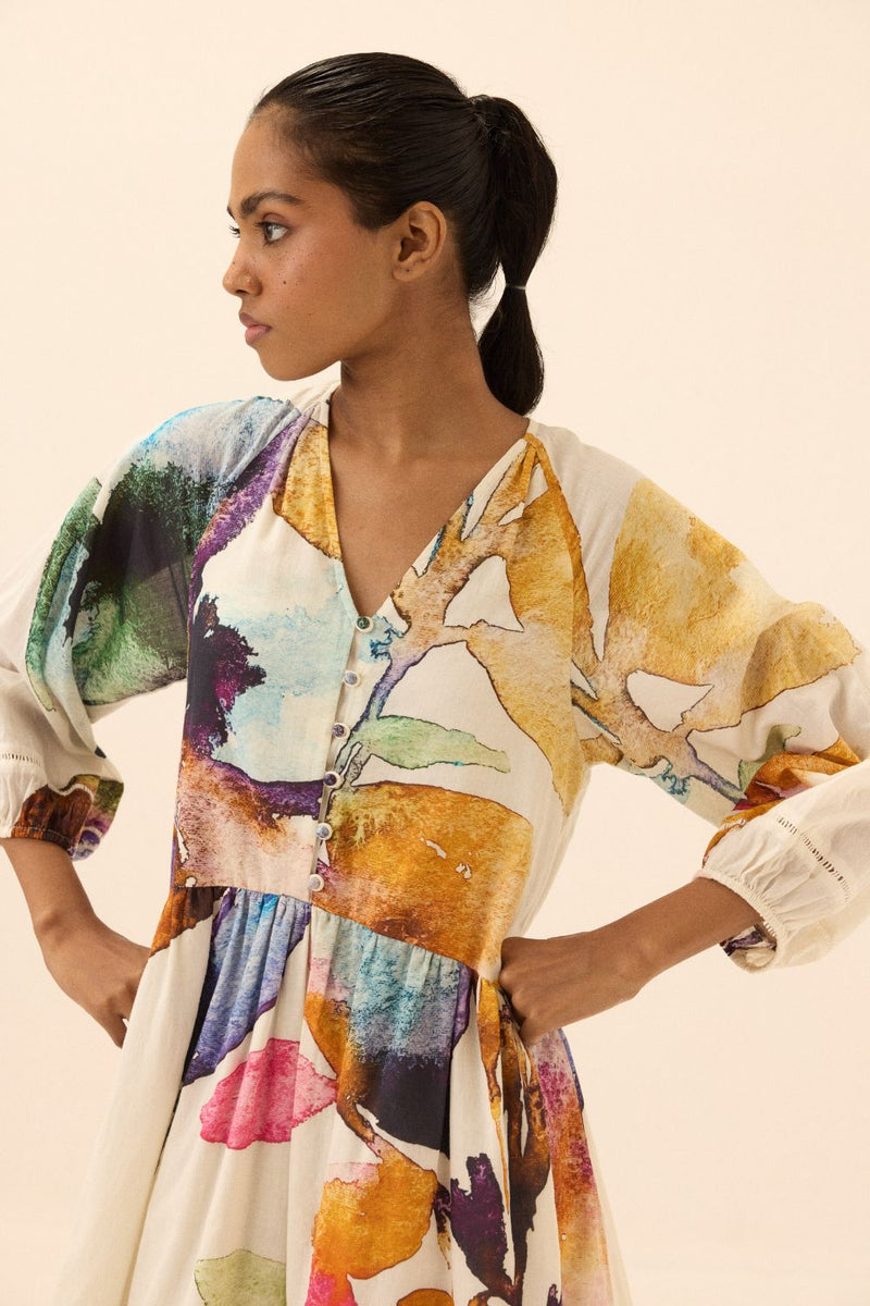 Botanic Crest dress mul by Khara Kapas in multi for women in Singapore