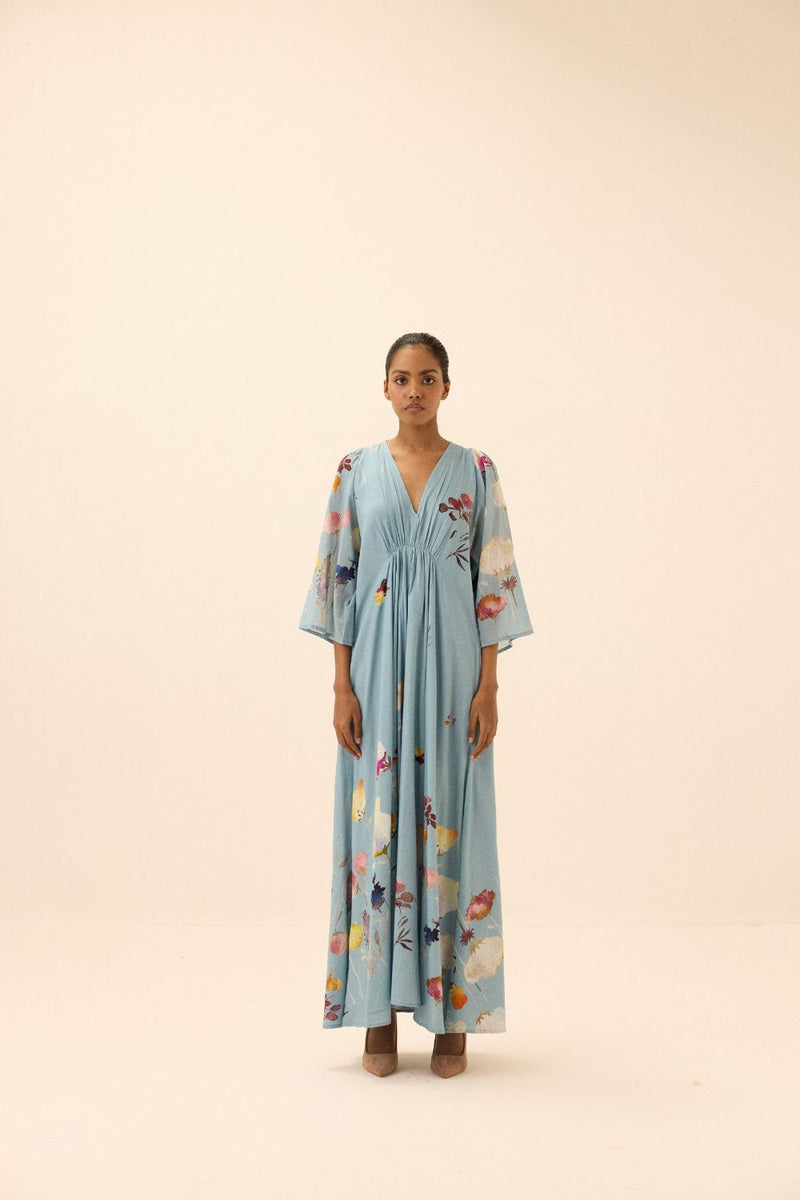 Skyline dress mul by Khara Kapas in blue for women in Singapore