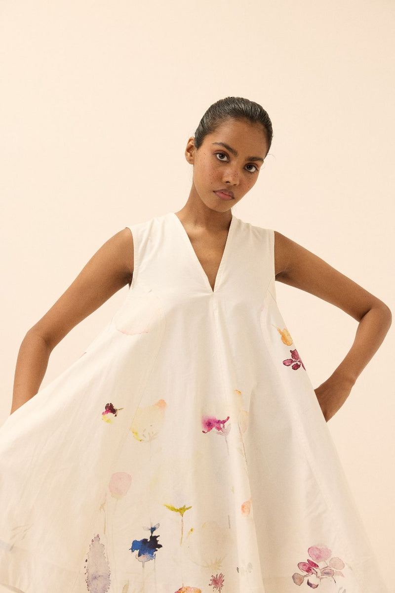 Pristine dress oxford by Khara Kapas in white for women in Singapore