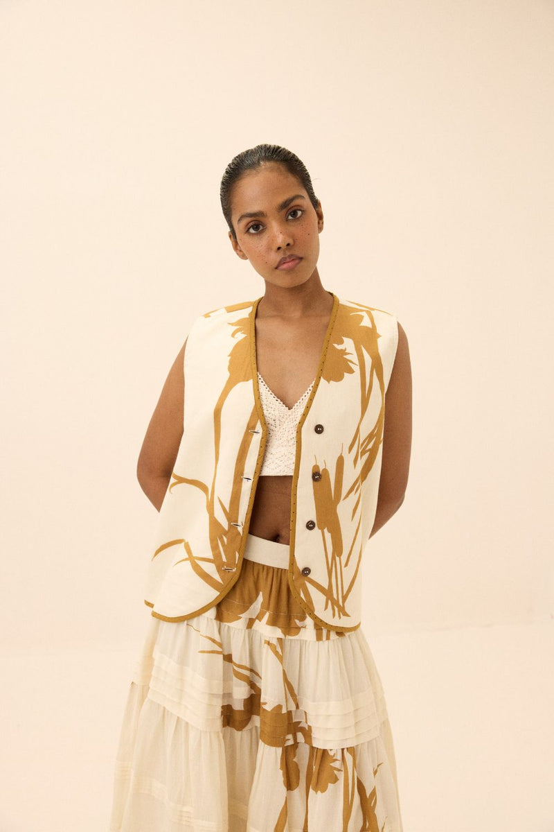 Golden Hour Top mul by Khara Kapas in white for women in Singapore