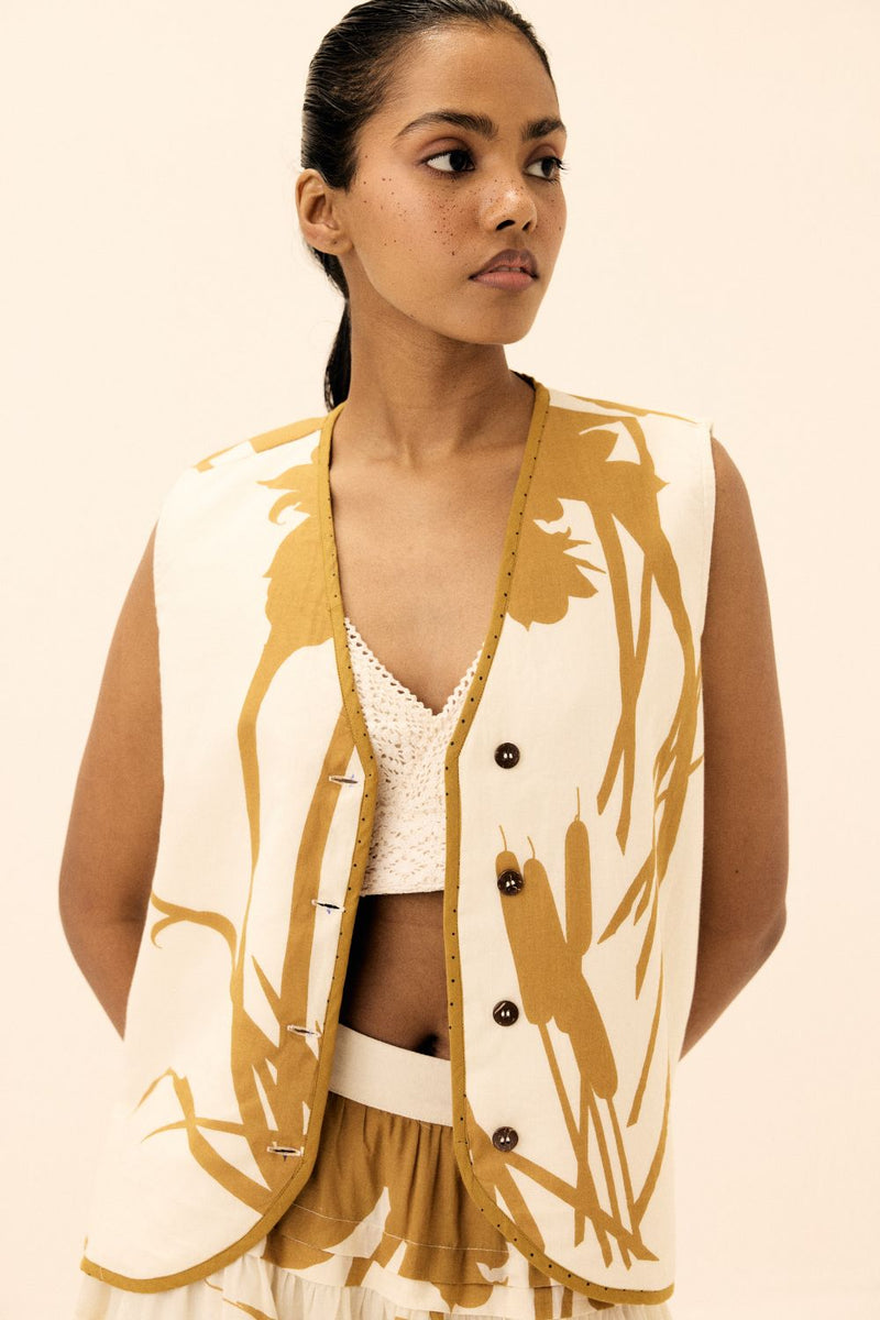 Golden Hour Top mul by Khara Kapas in white for women in Singapore