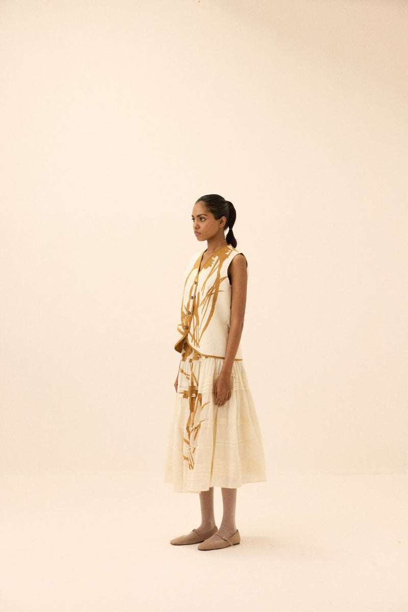 Golden Hour Skirt mul by Khara Kapas in white for women in Singapore