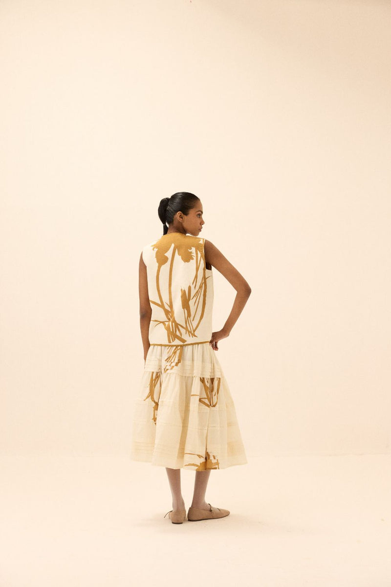 Golden Hour Skirt mul by Khara Kapas in white for women in Singapore