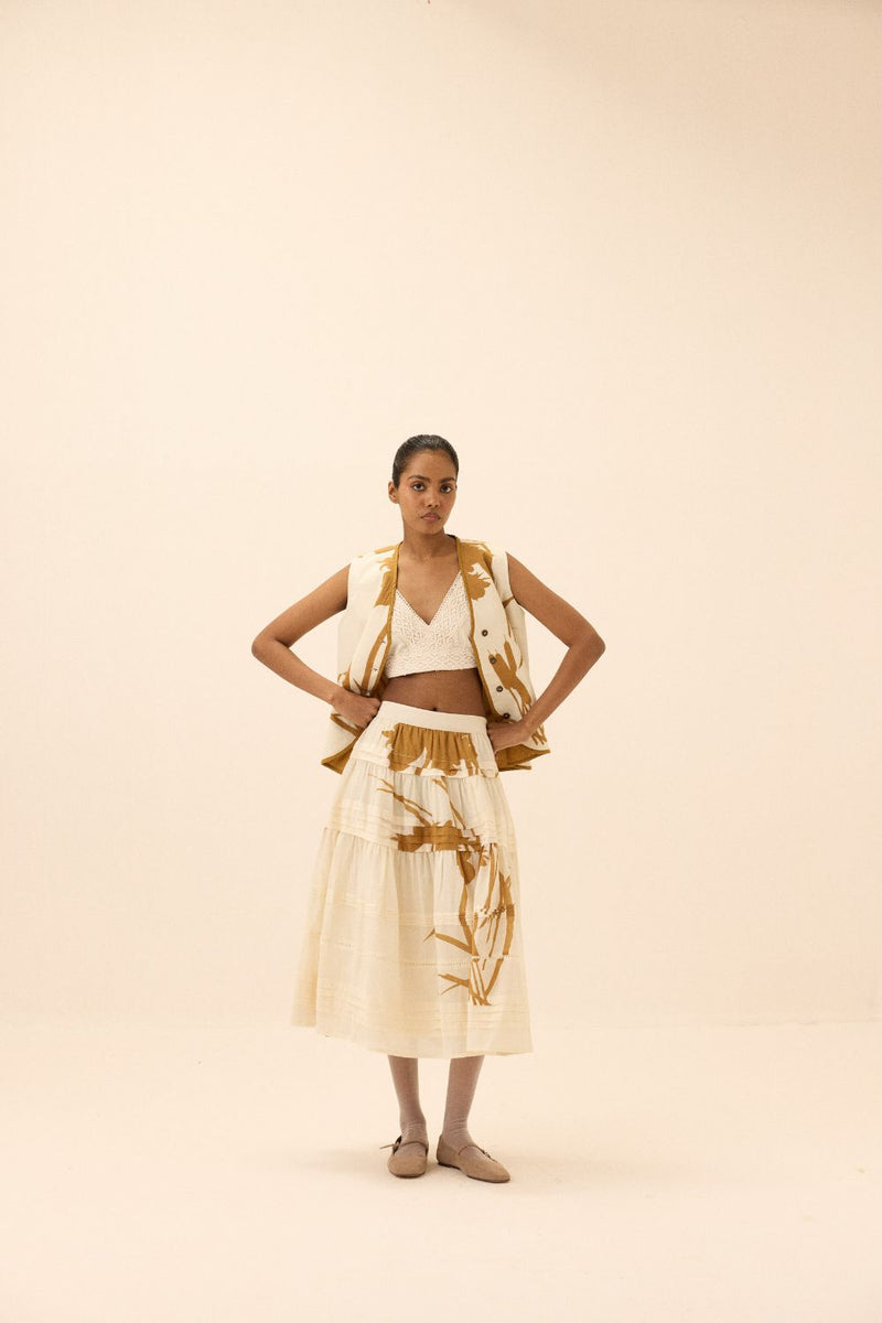 Golden Hour Skirt mul by Khara Kapas in white for women in Singapore