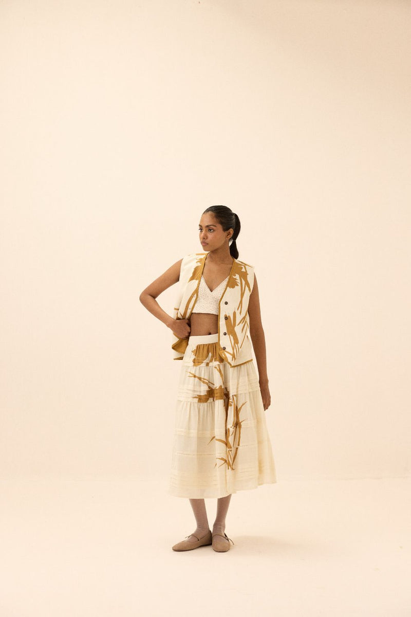 Golden Hour Skirt mul by Khara Kapas in white for women in Singapore