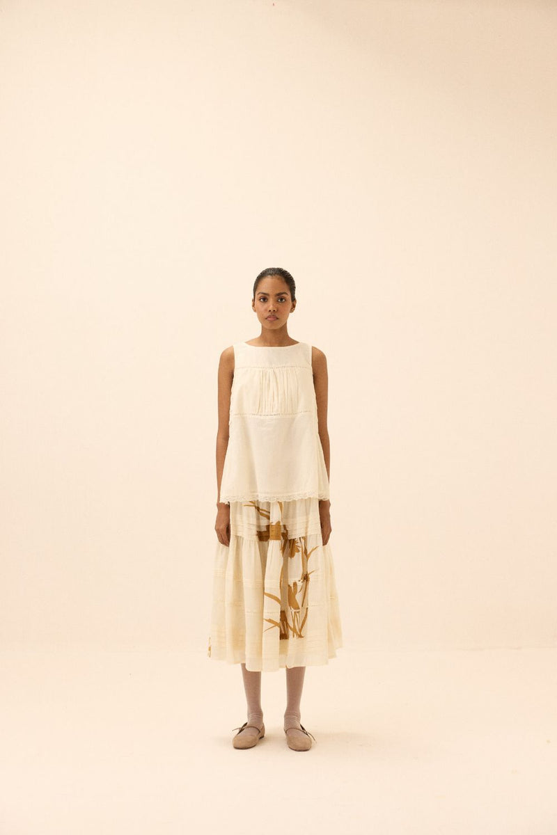 Mistelle Top - Sleeves to be added mul by Khara Kapas in white for women in Singapore