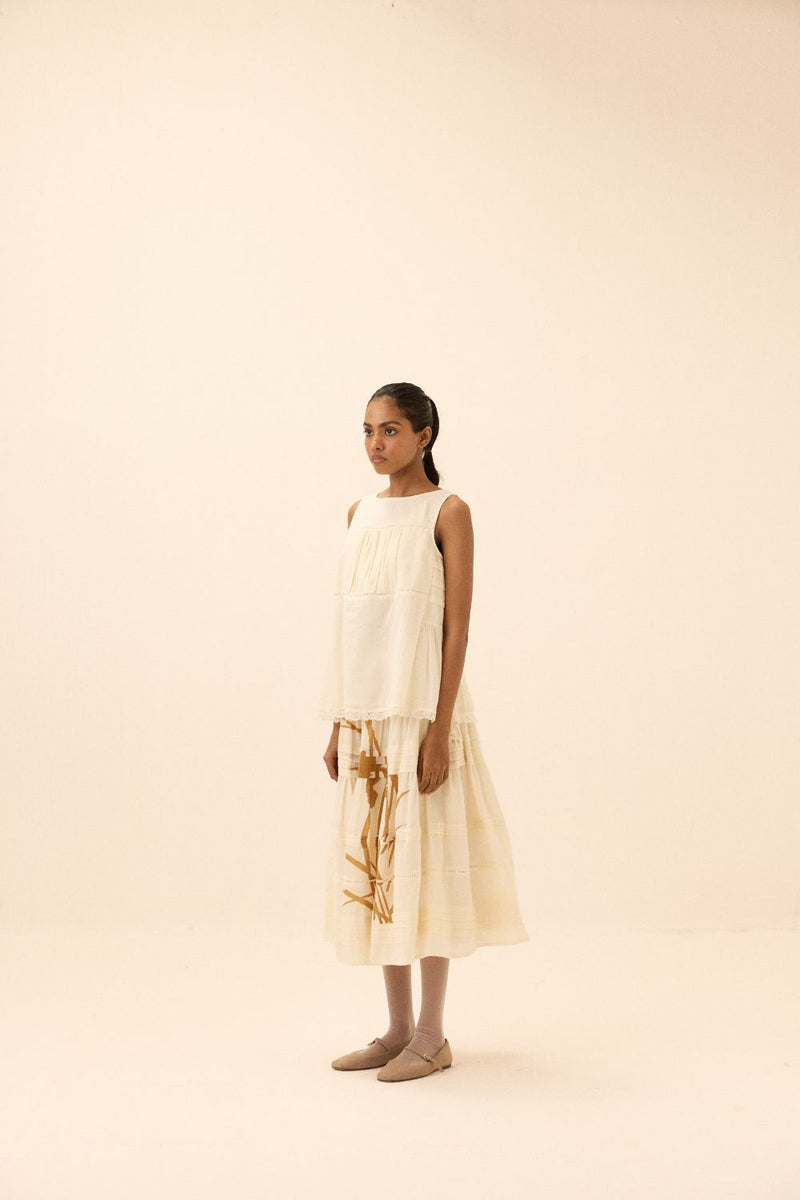 Mistelle Top - Sleeves to be added mul by Khara Kapas in white for women in Singapore