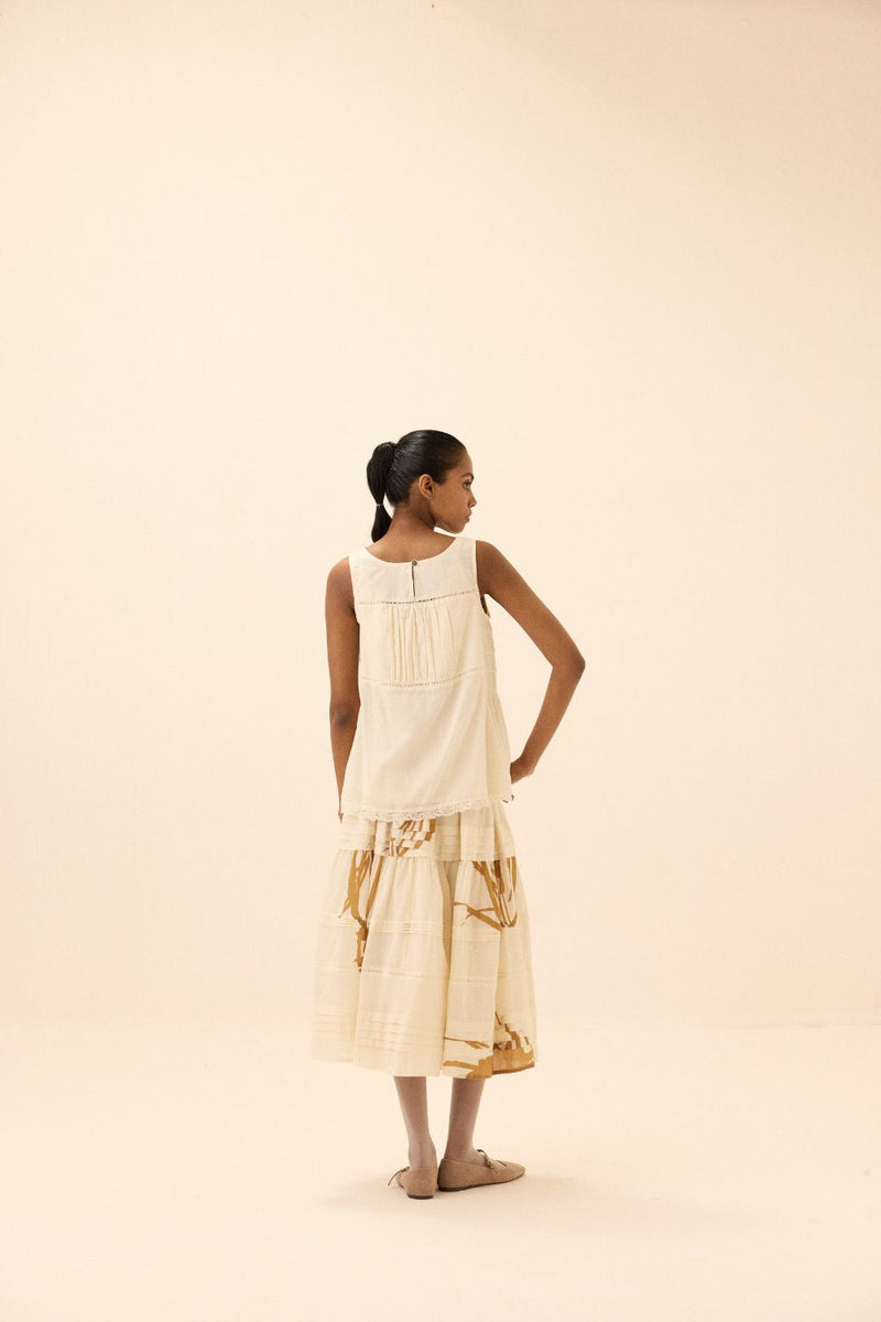 Mistelle Top - Sleeves to be added mul by Khara Kapas in white for women in Singapore