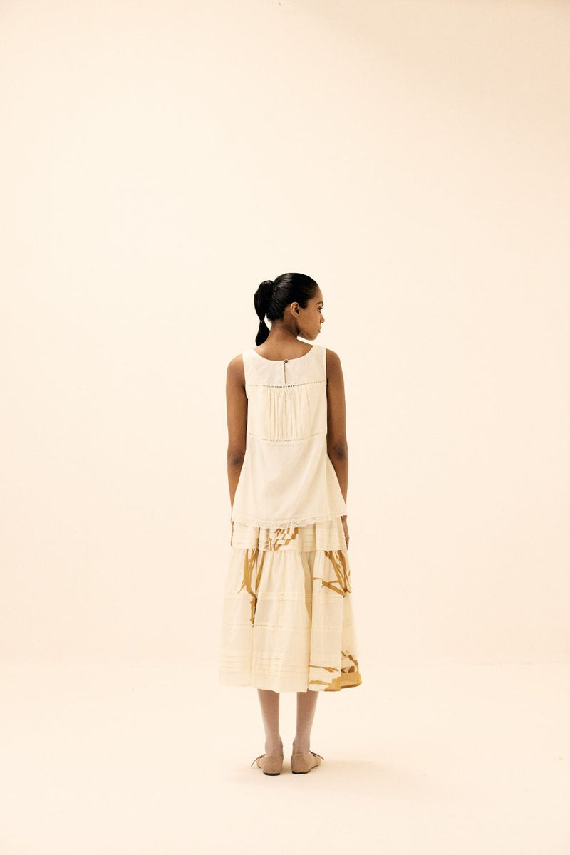 Mistelle Top - Sleeves to be added mul by Khara Kapas in white for women in Singapore