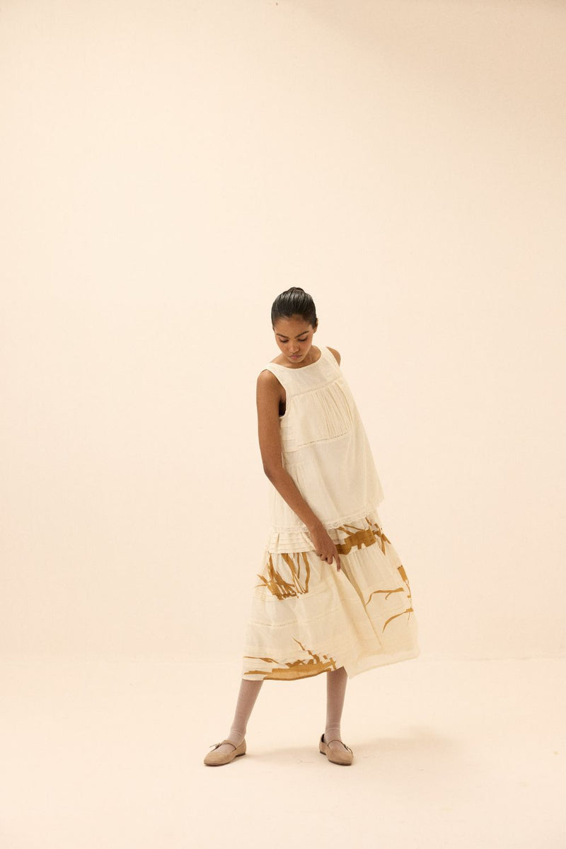 Mistelle Top - Sleeves to be added mul by Khara Kapas in white for women in Singapore