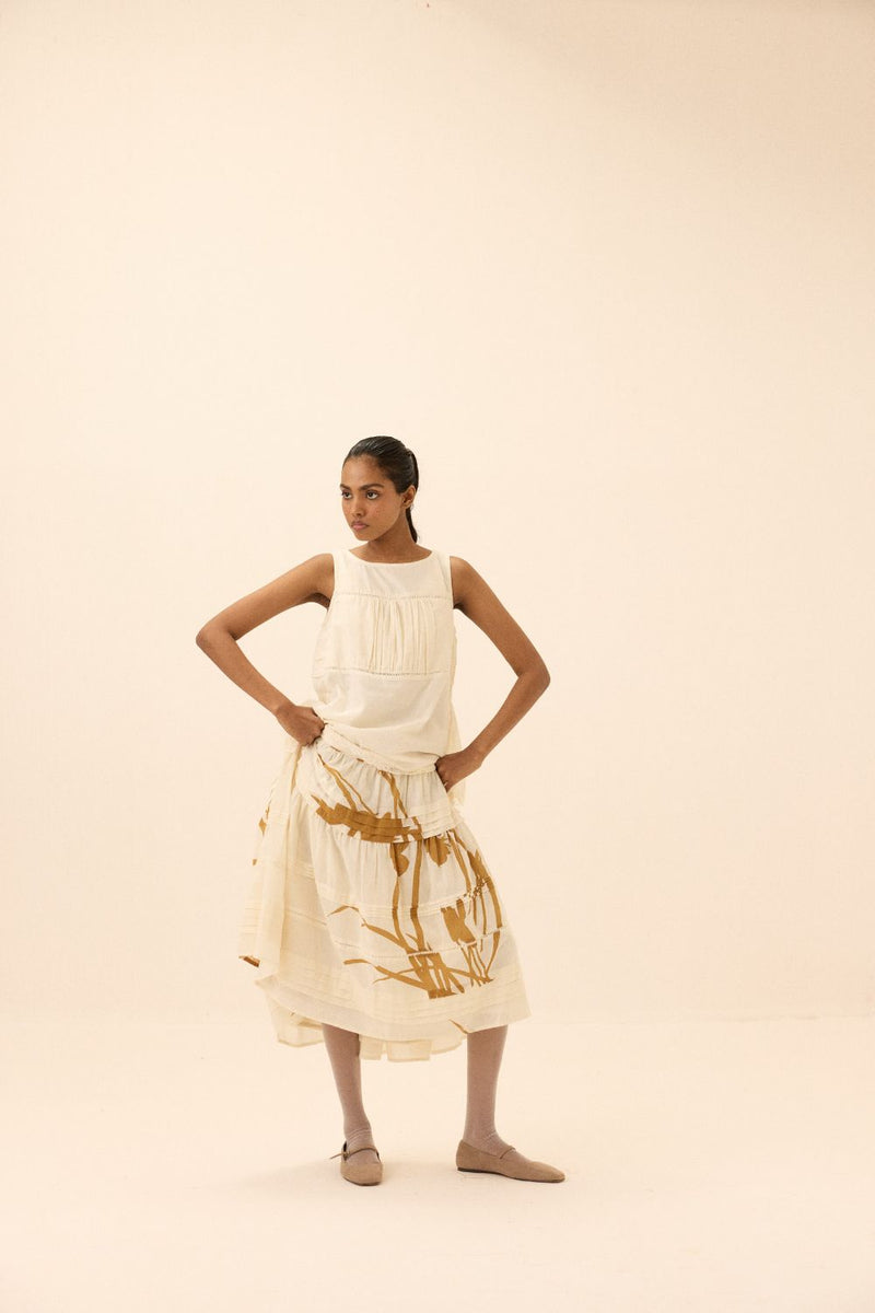 Mistelle Top - Sleeves to be added mul by Khara Kapas in white for women in Singapore