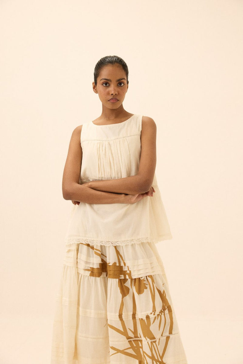 Mistelle Top - Sleeves to be added mul by Khara Kapas in white for women in Singapore