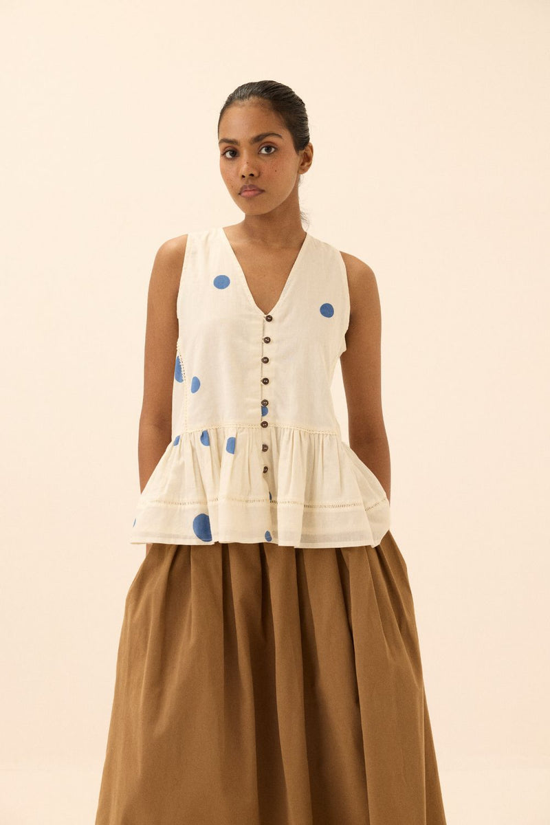 Waves top mul by Khara Kapas in white for women in Singapore