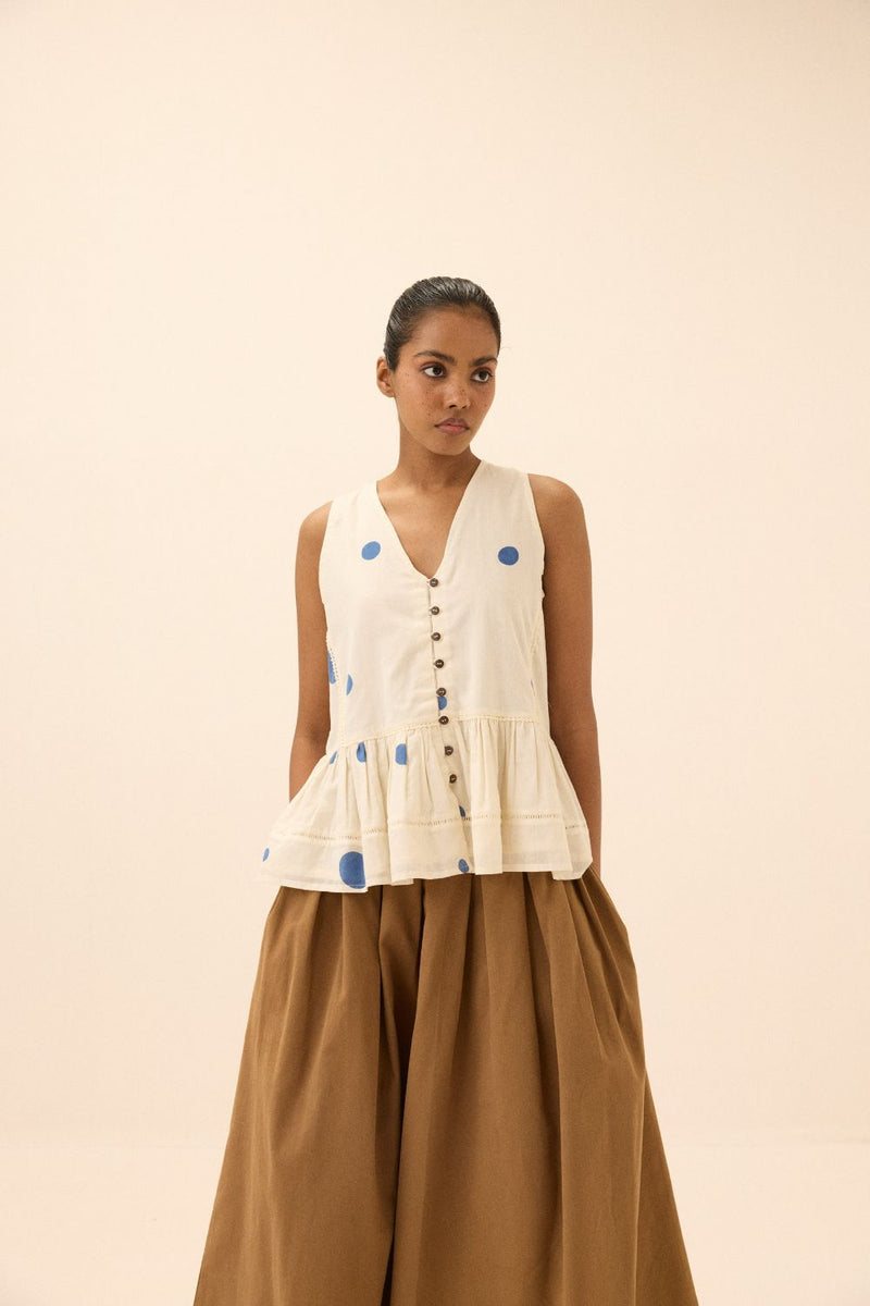 Waves top mul by Khara Kapas in white for women in Singapore