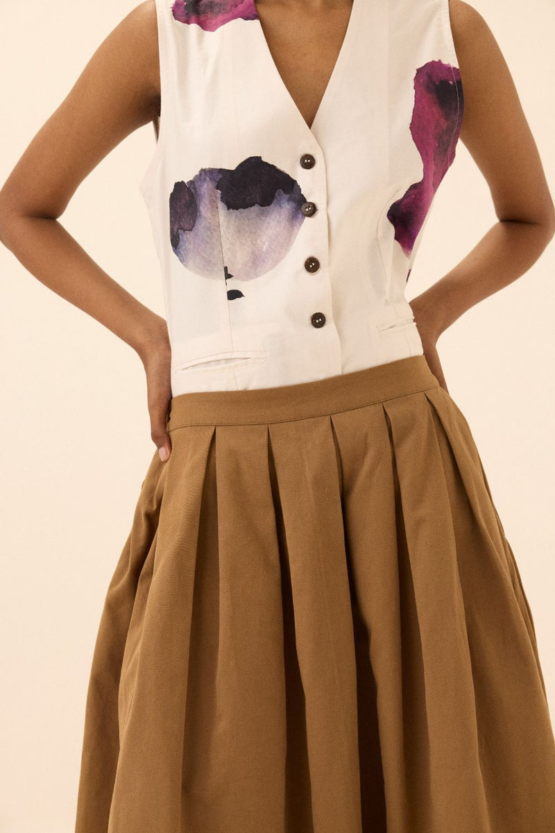 Nutmeg Skirt twill by Khara Kapas in brown for women in Singapore