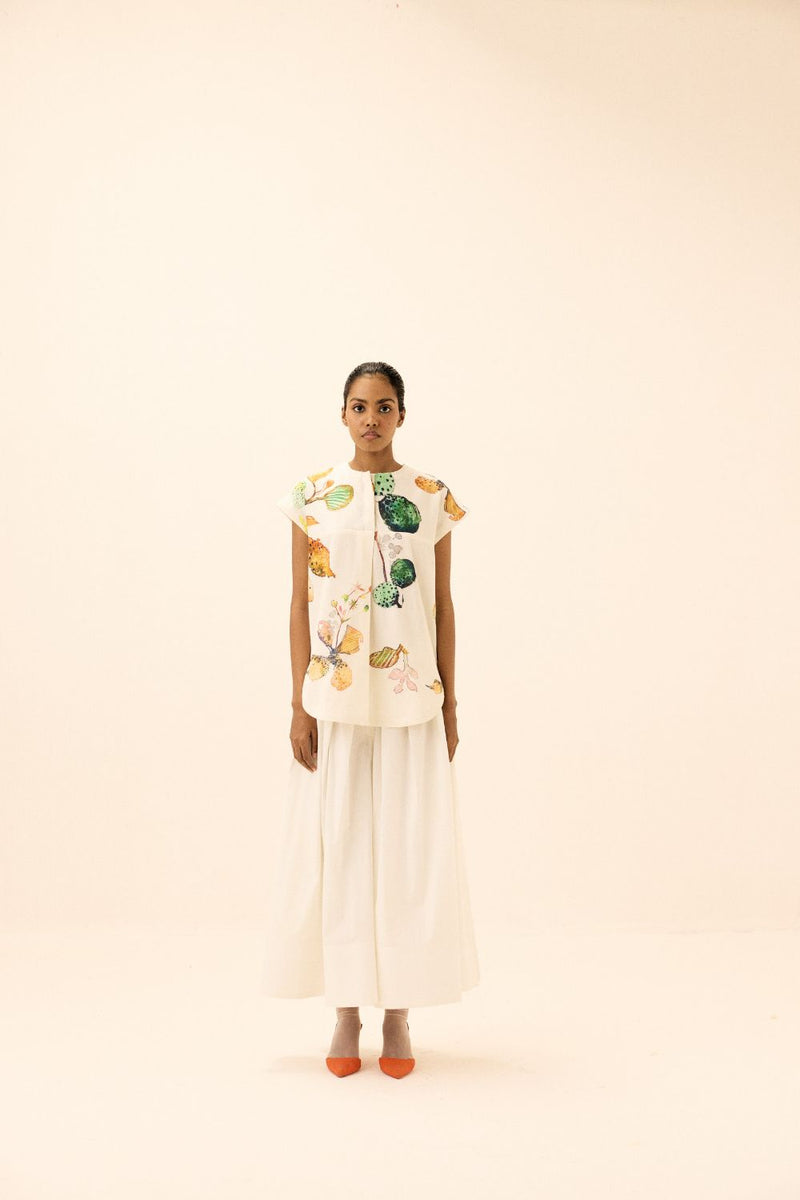 Snowform Pants poplin by Khara Kapas in white for women in Singapore