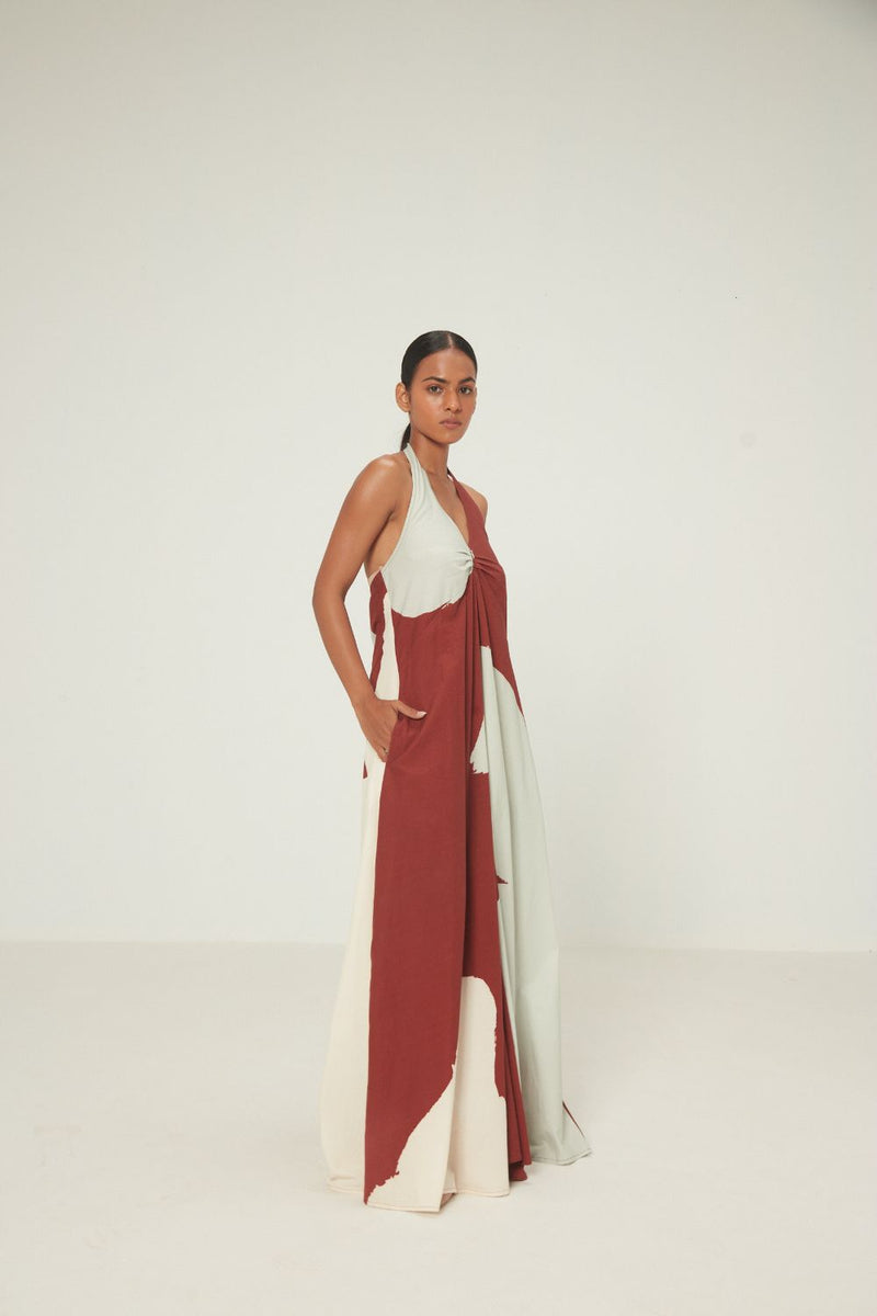 Geru Jumpsuit poplin by Khara Kapas in red for women in Singapore