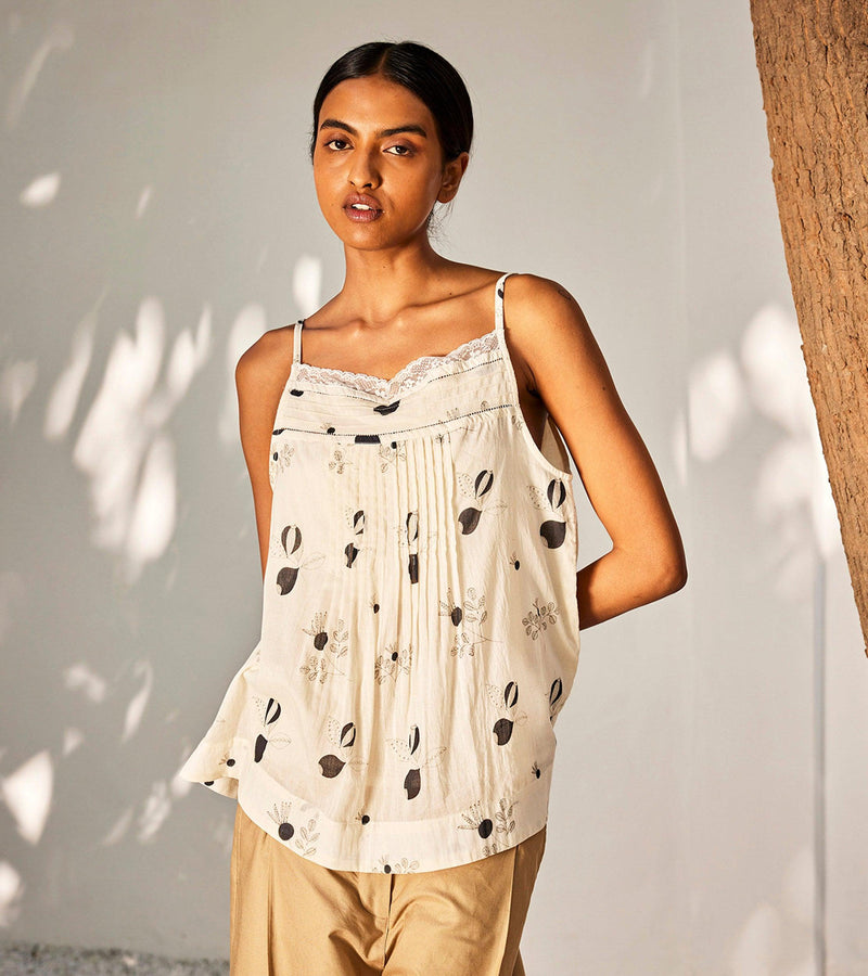 Anar Top cotton top/shirt by Khara Kapas in off white for women in Singapore